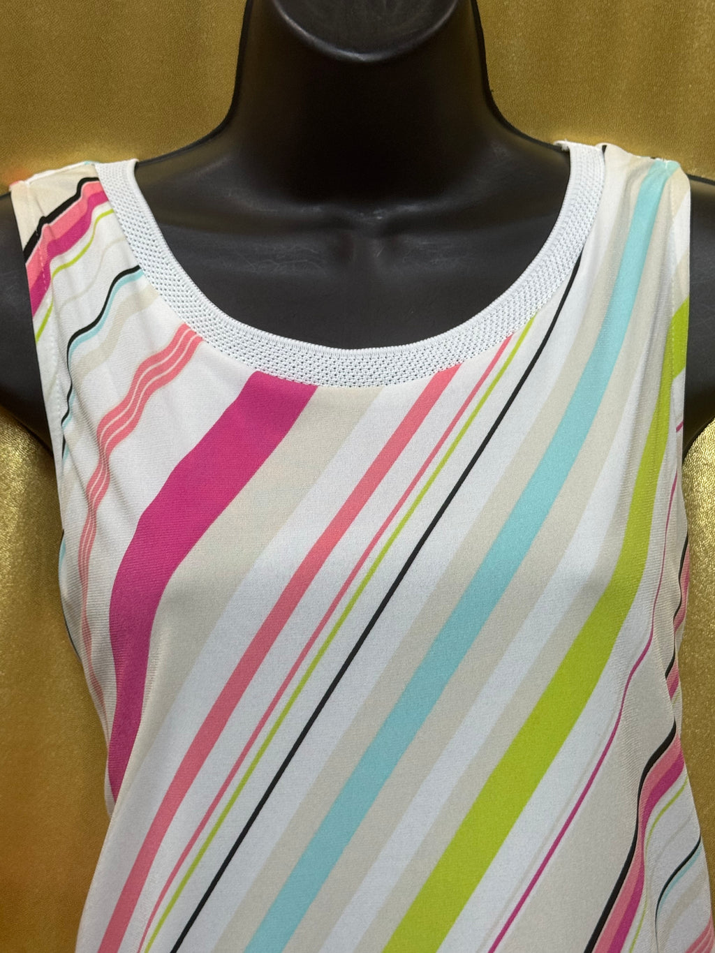 Worthington Vibrant Diagonal Stripe Layered Tunic Tank Top – Size Large