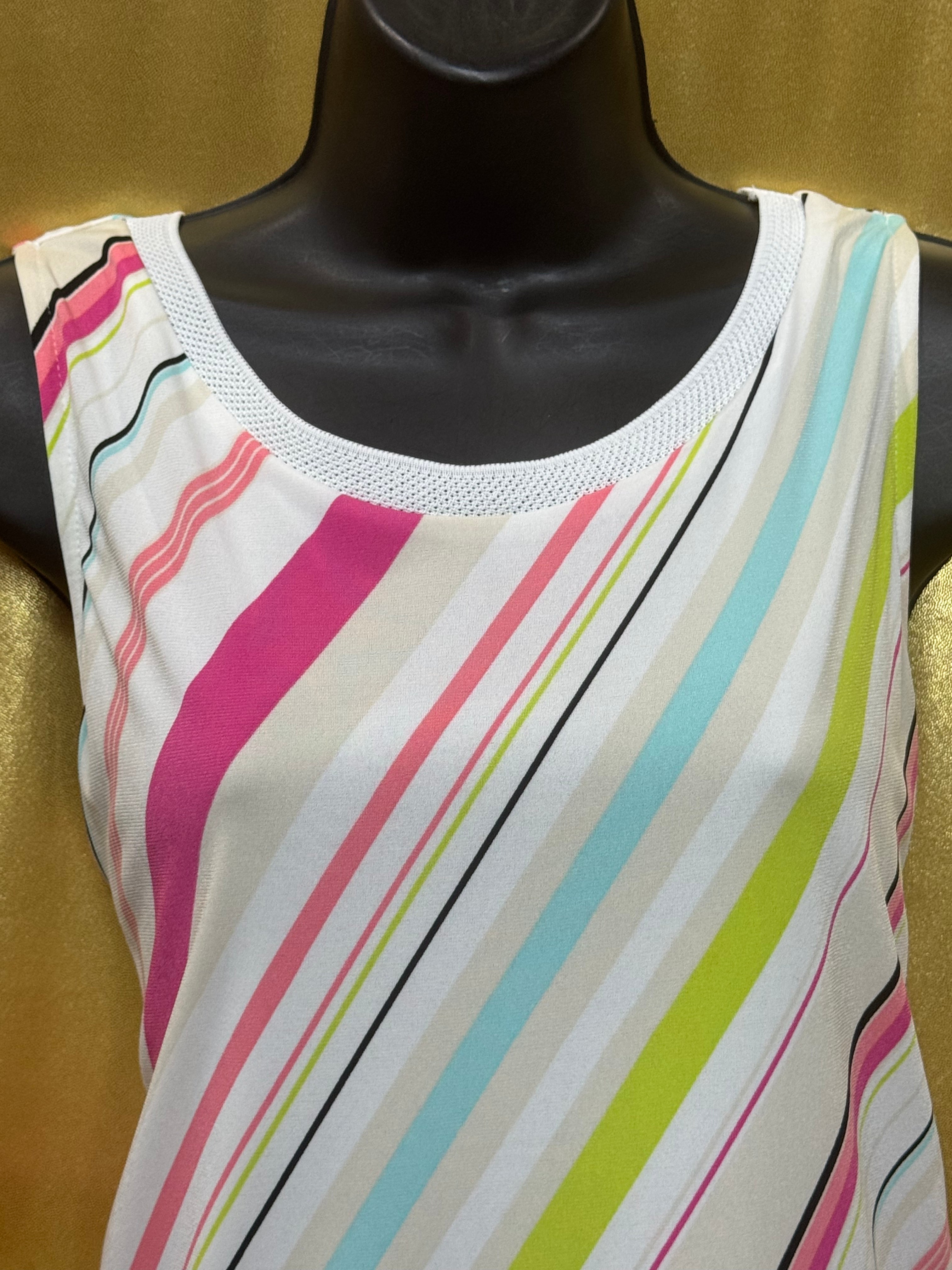 Worthington Vibrant Diagonal Stripe Layered Tunic Tank Top – Size Large