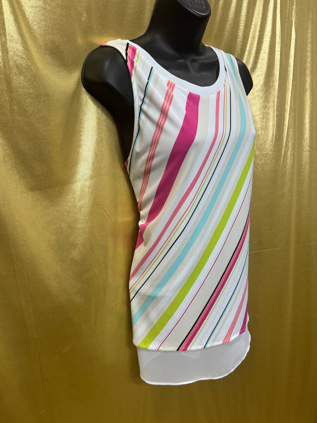 Worthington Vibrant Diagonal Stripe Layered Tunic Tank Top – Size Large