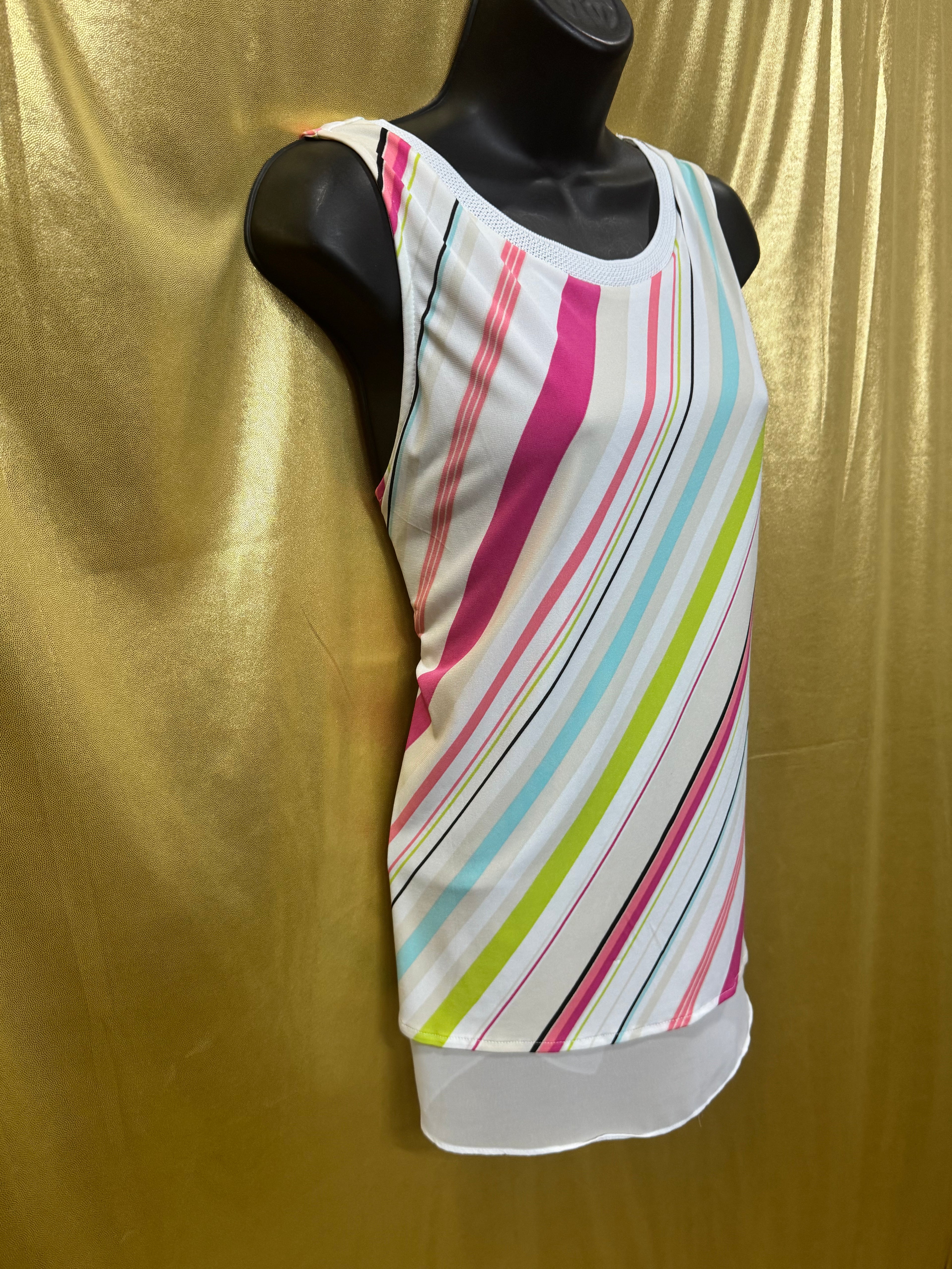 Worthington Vibrant Diagonal Stripe Layered Tunic Tank Top – Size Large
