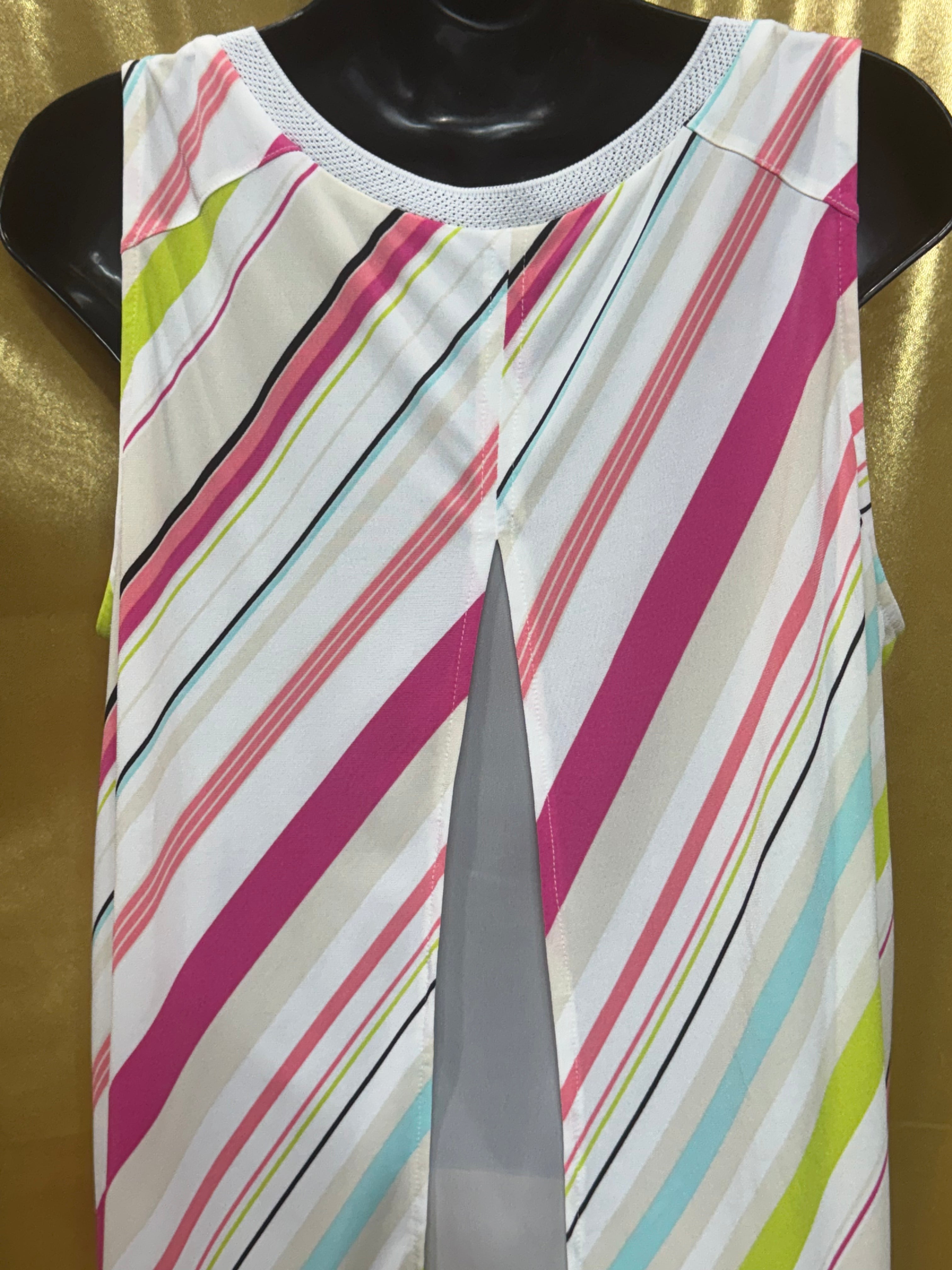 Worthington Vibrant Diagonal Stripe Layered Tunic Tank Top – Size Large