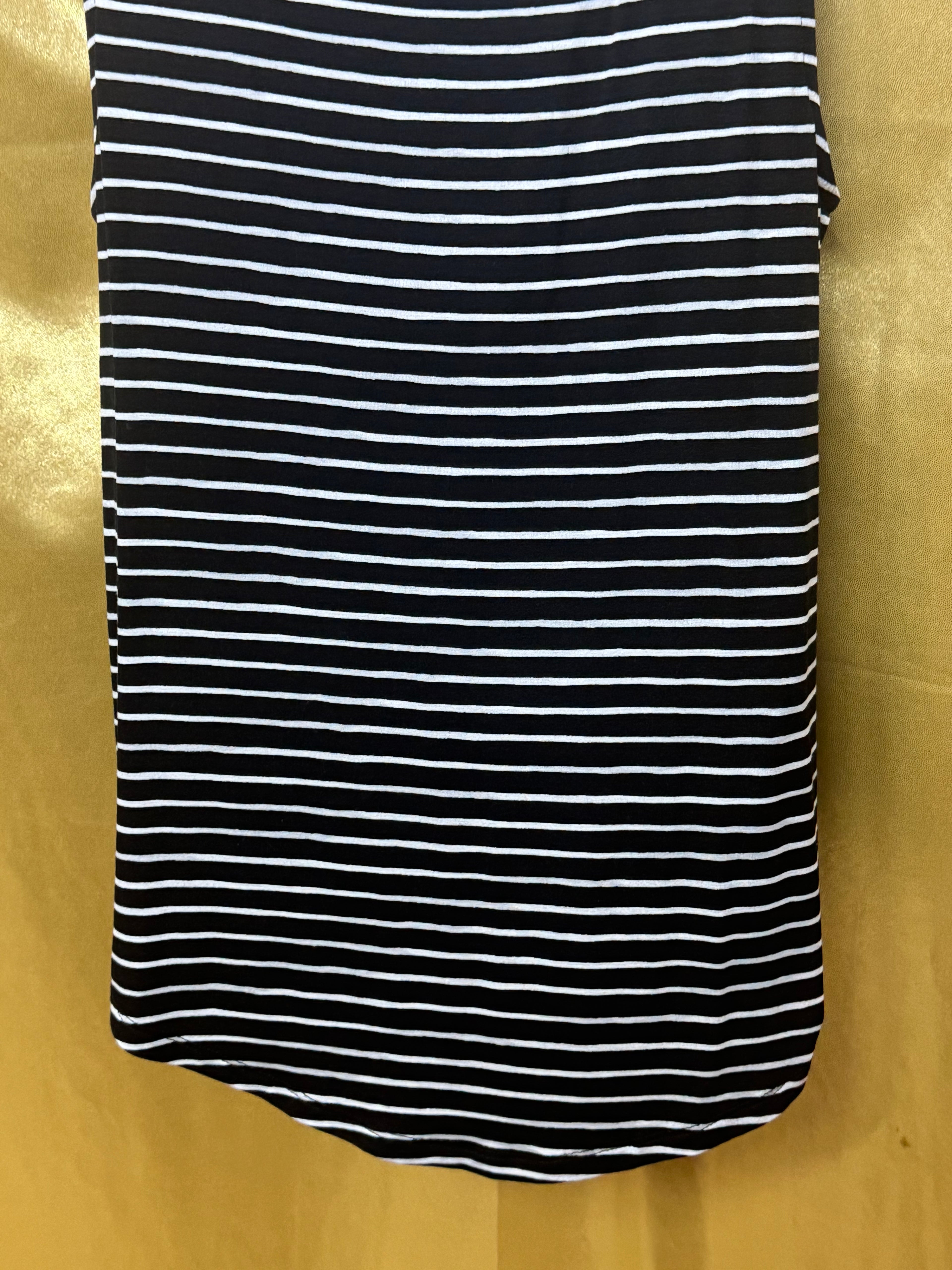 A New Day Striped Scoop Neck Tank Top L NWT Black White Rayon Spandex Stretch
