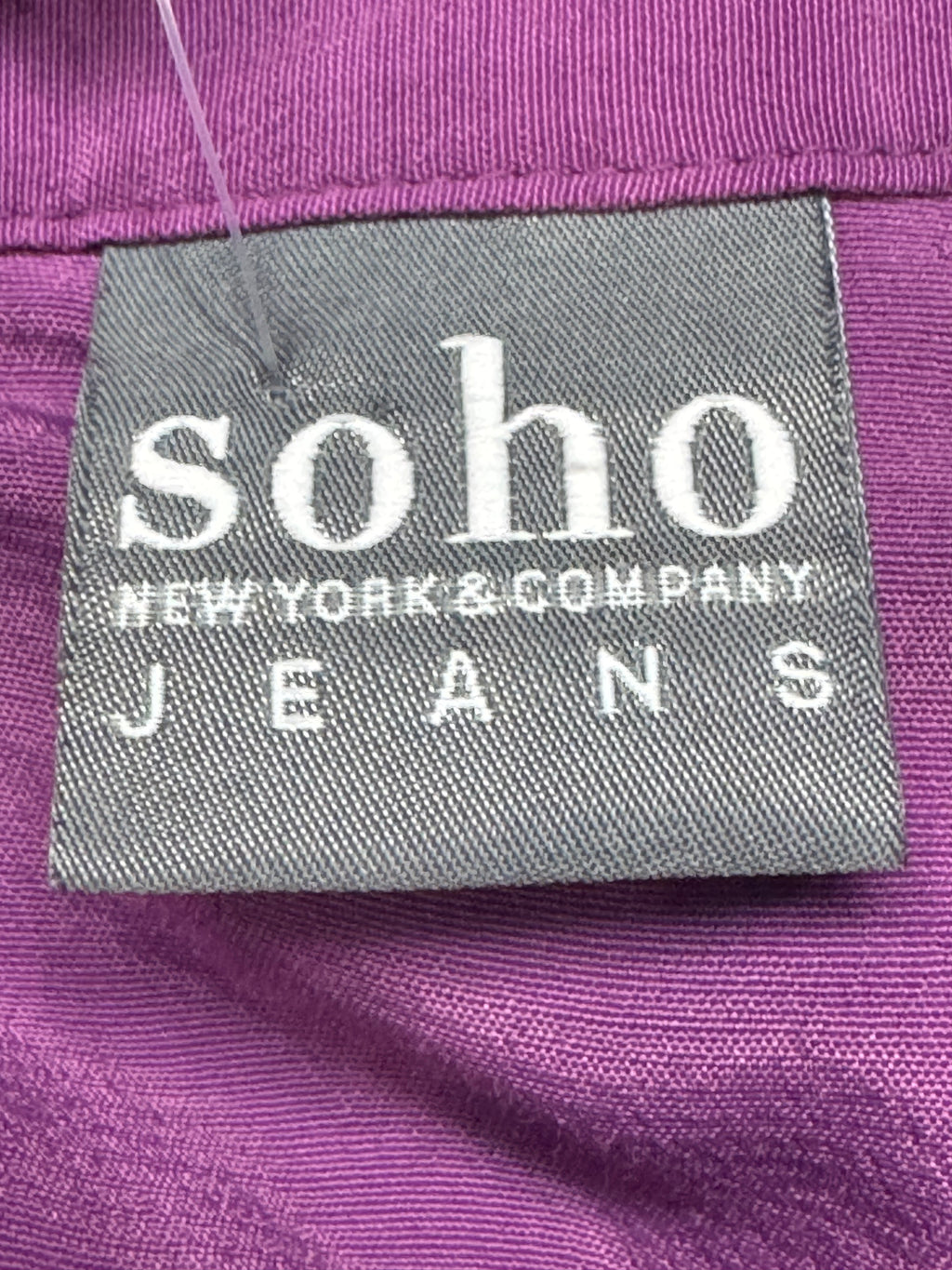 SOHO Jeans New York & Company Purple Cold Shoulder Ruffle Blouse Top L