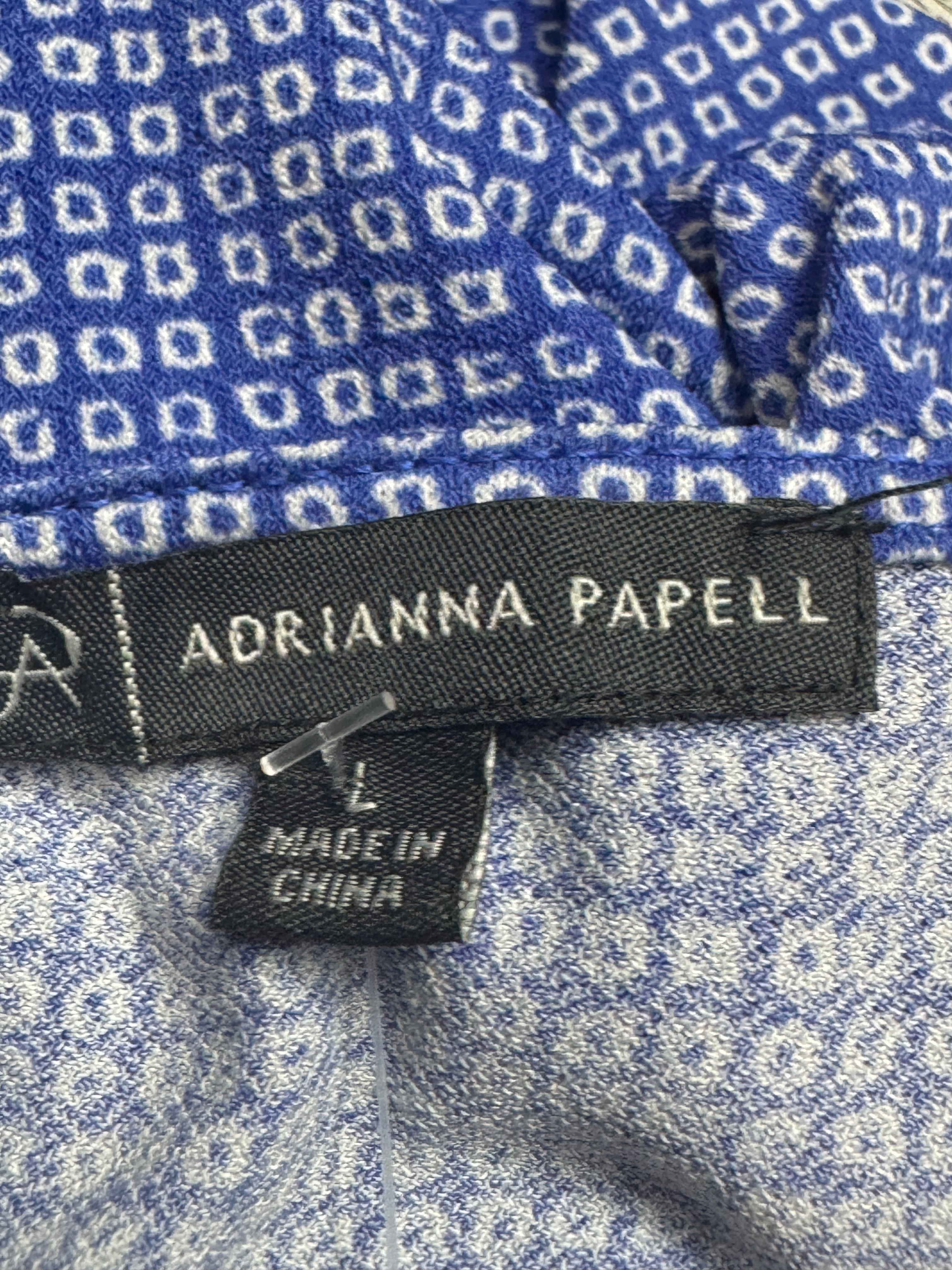 Adrianna Papell Blue Geo Print Flutter Sleeve V-Neck Top - Size L