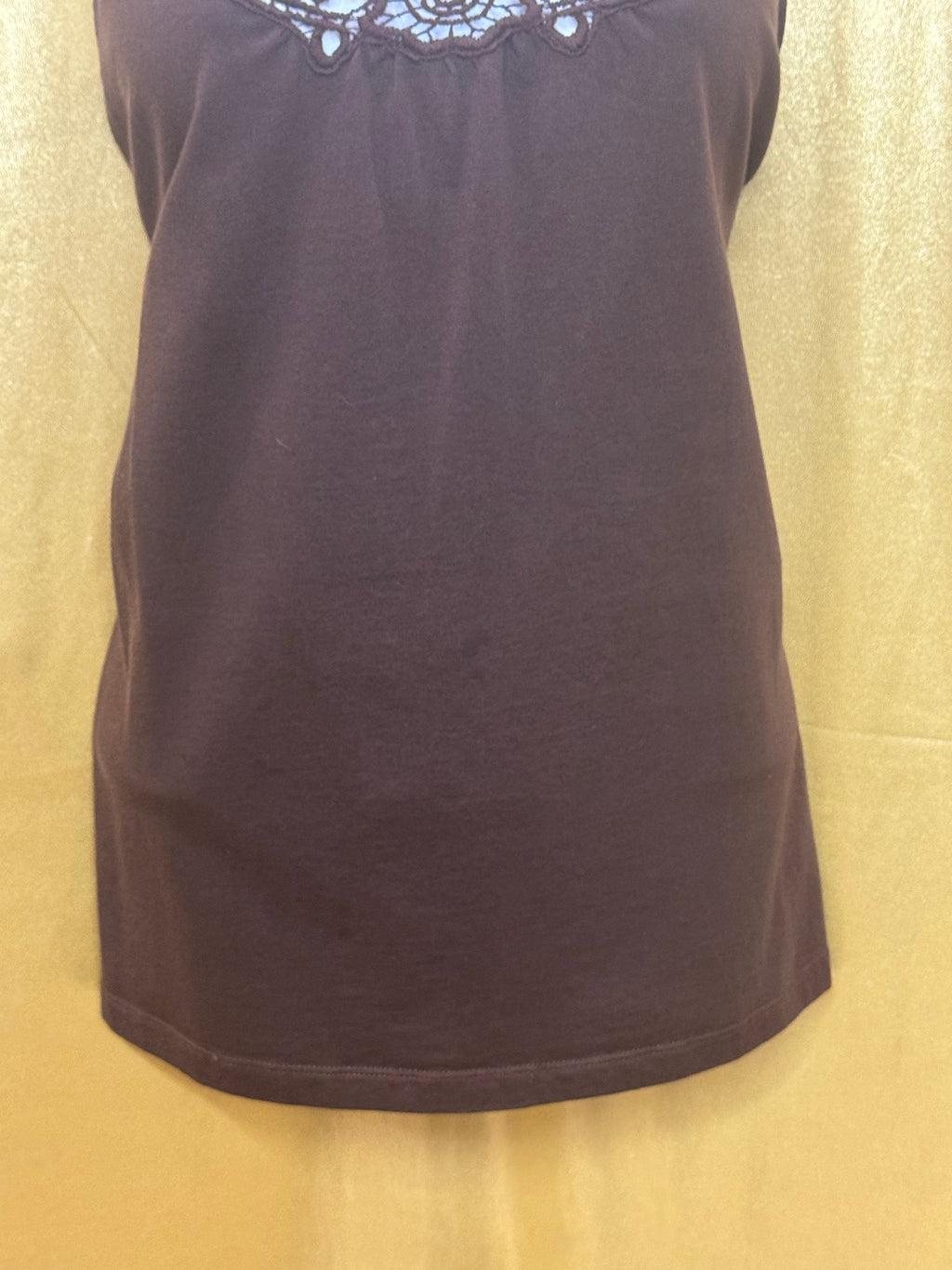 Jones New York Sport Brown Crochet Lace Knit Tank Top Size Large