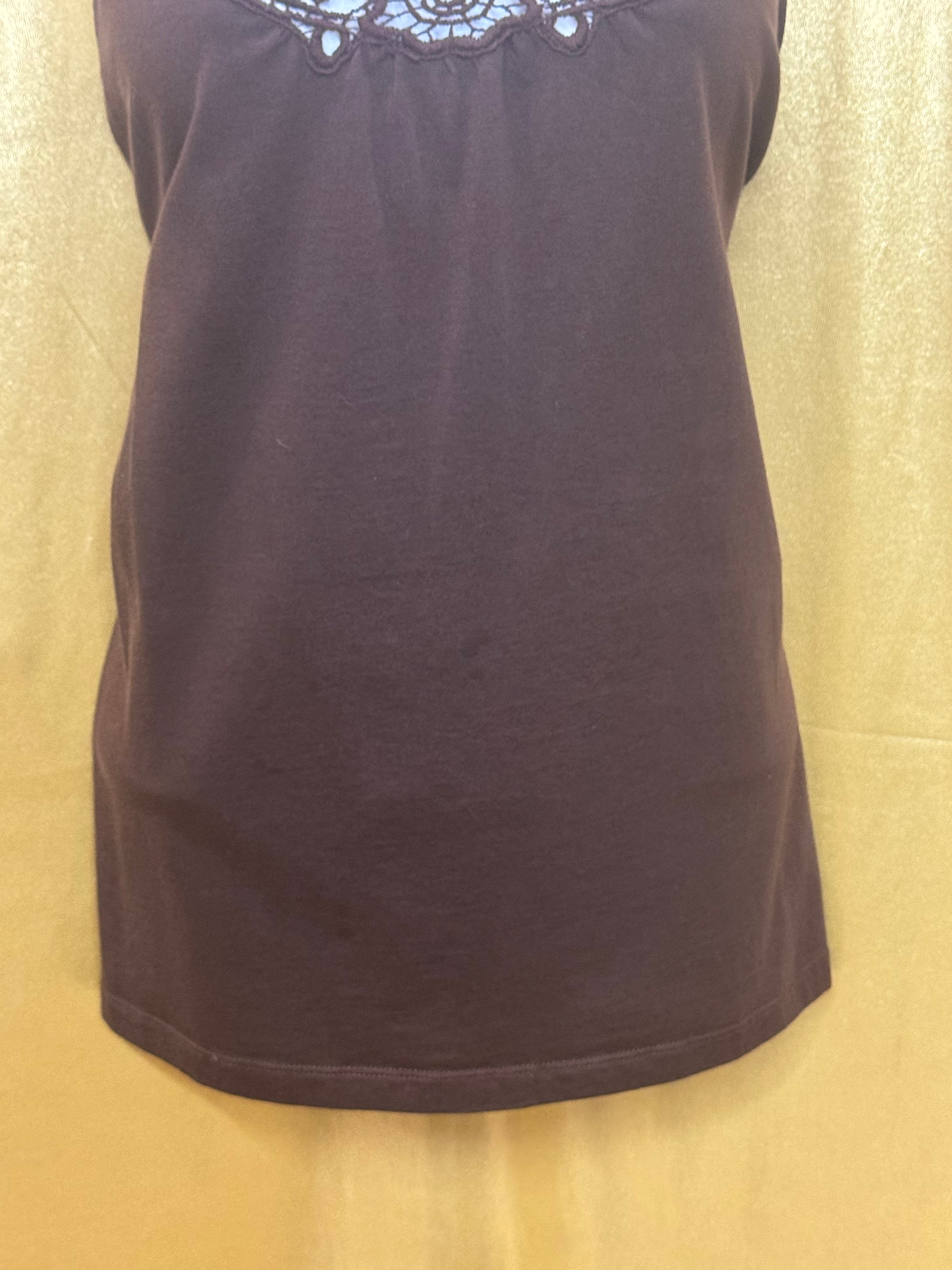 Jones New York Sport Brown Crochet Lace Knit Tank Top Size Large