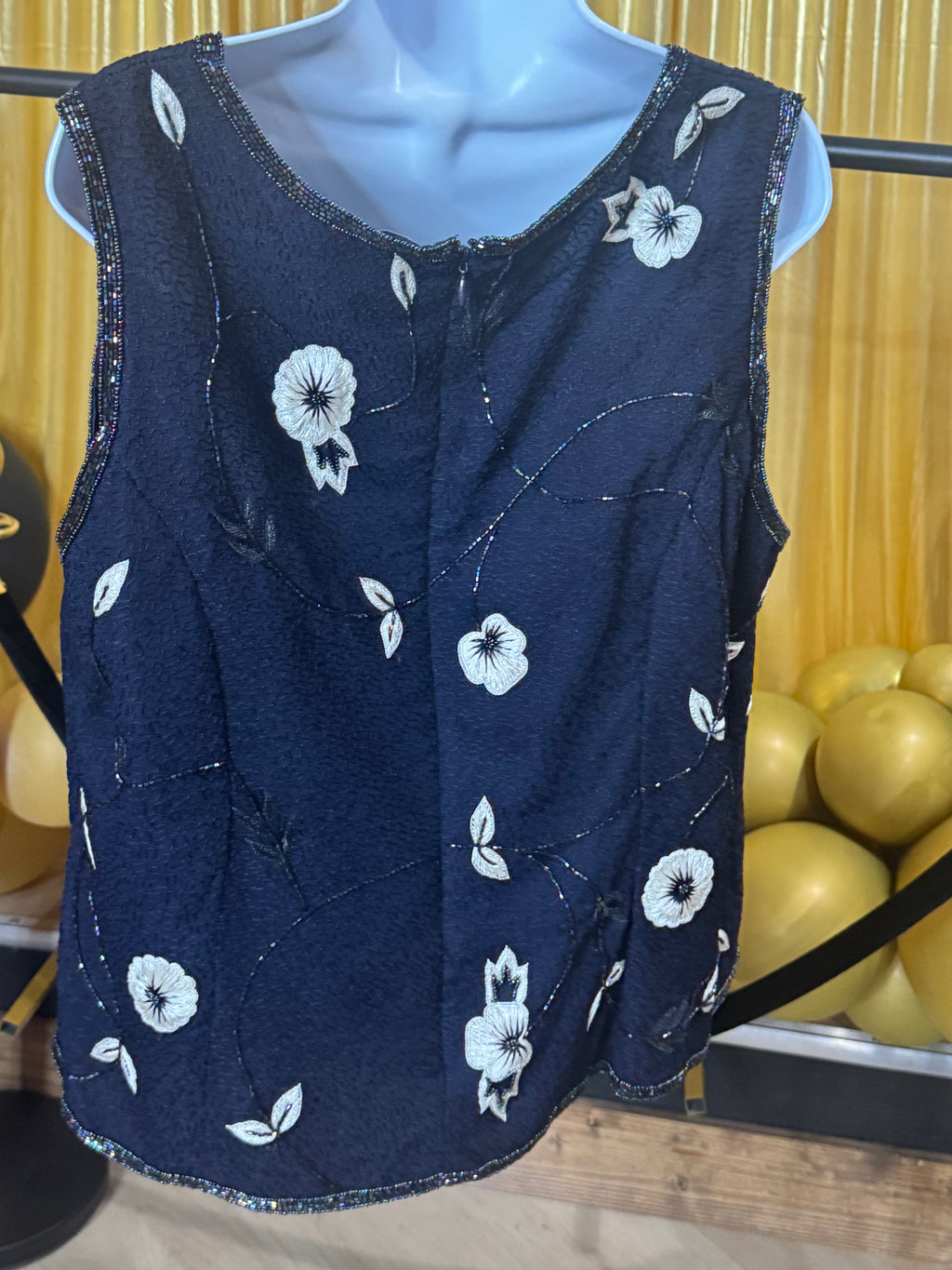 Adrianna Papell 100% Silk Beaded & Embroidered Blouse Size 18