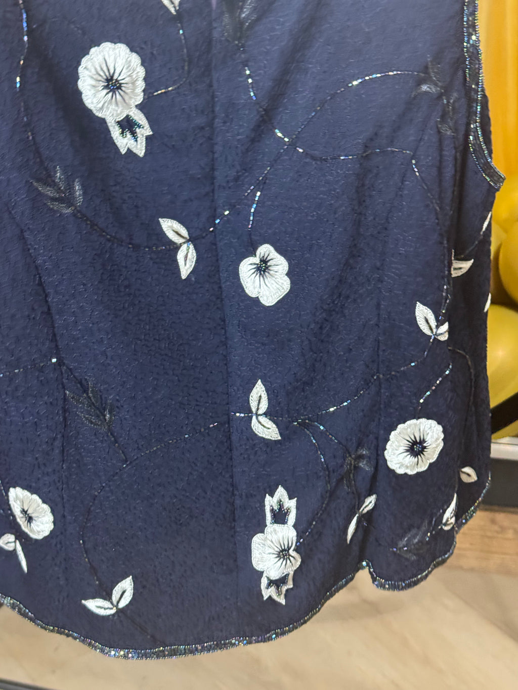 Adrianna Papell 100% Silk Beaded & Embroidered Blouse Size 18