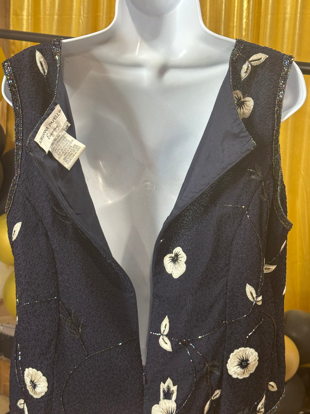 Adrianna Papell 100% Silk Beaded & Embroidered Blouse Size 18