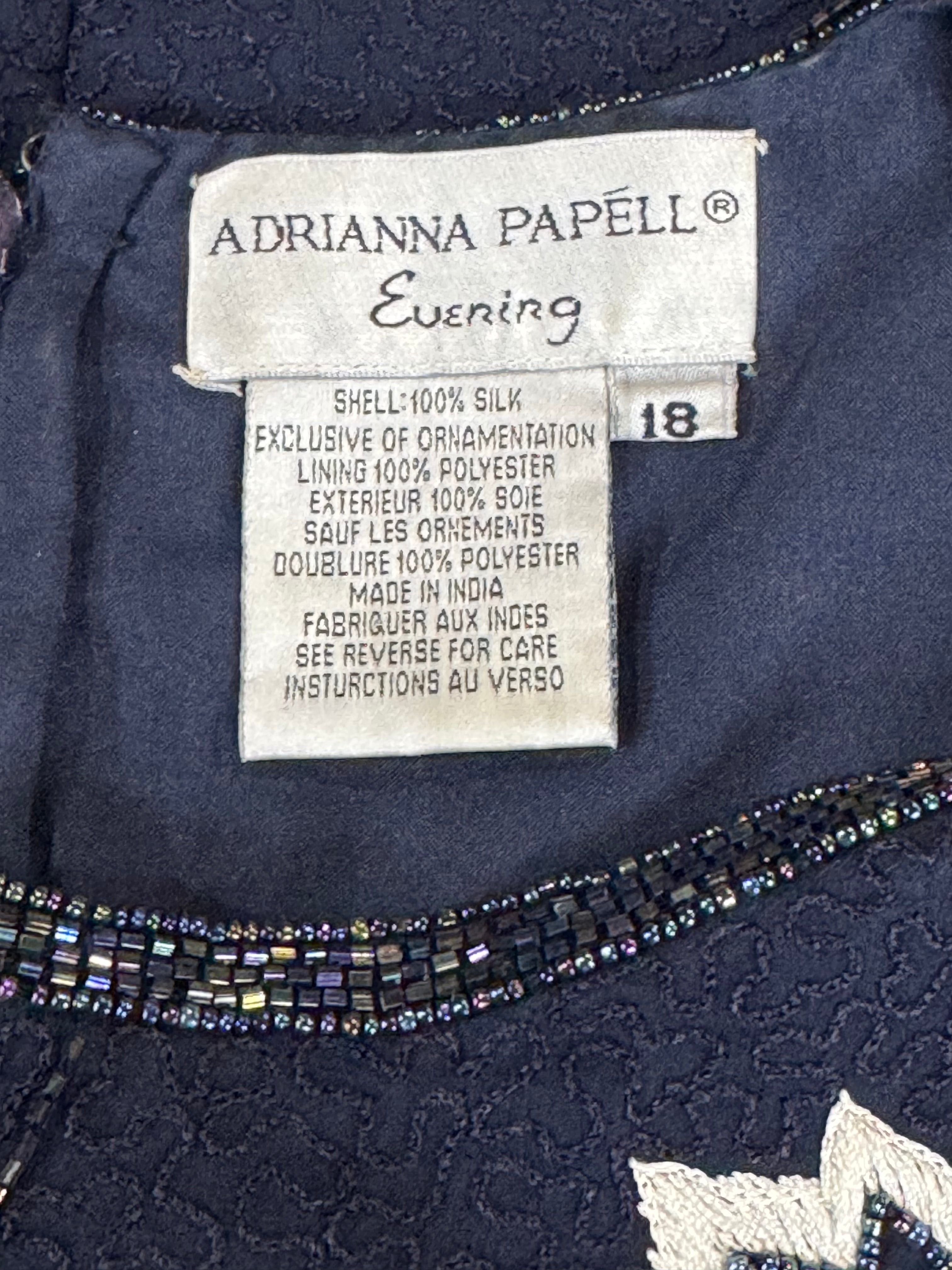 Adrianna Papell 100% Silk Beaded & Embroidered Blouse Size 18