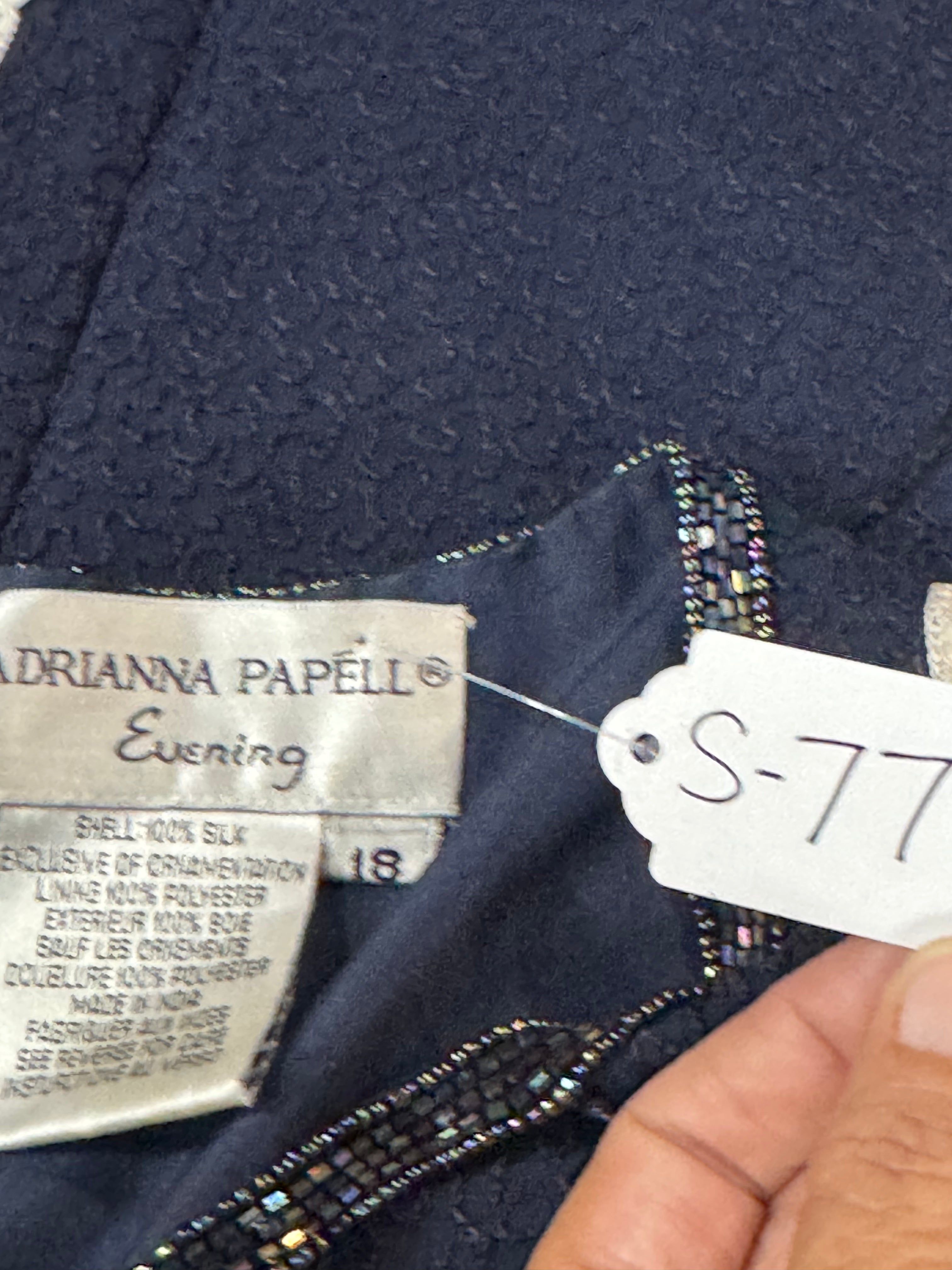 Adrianna Papell 100% Silk Beaded & Embroidered Blouse Size 18