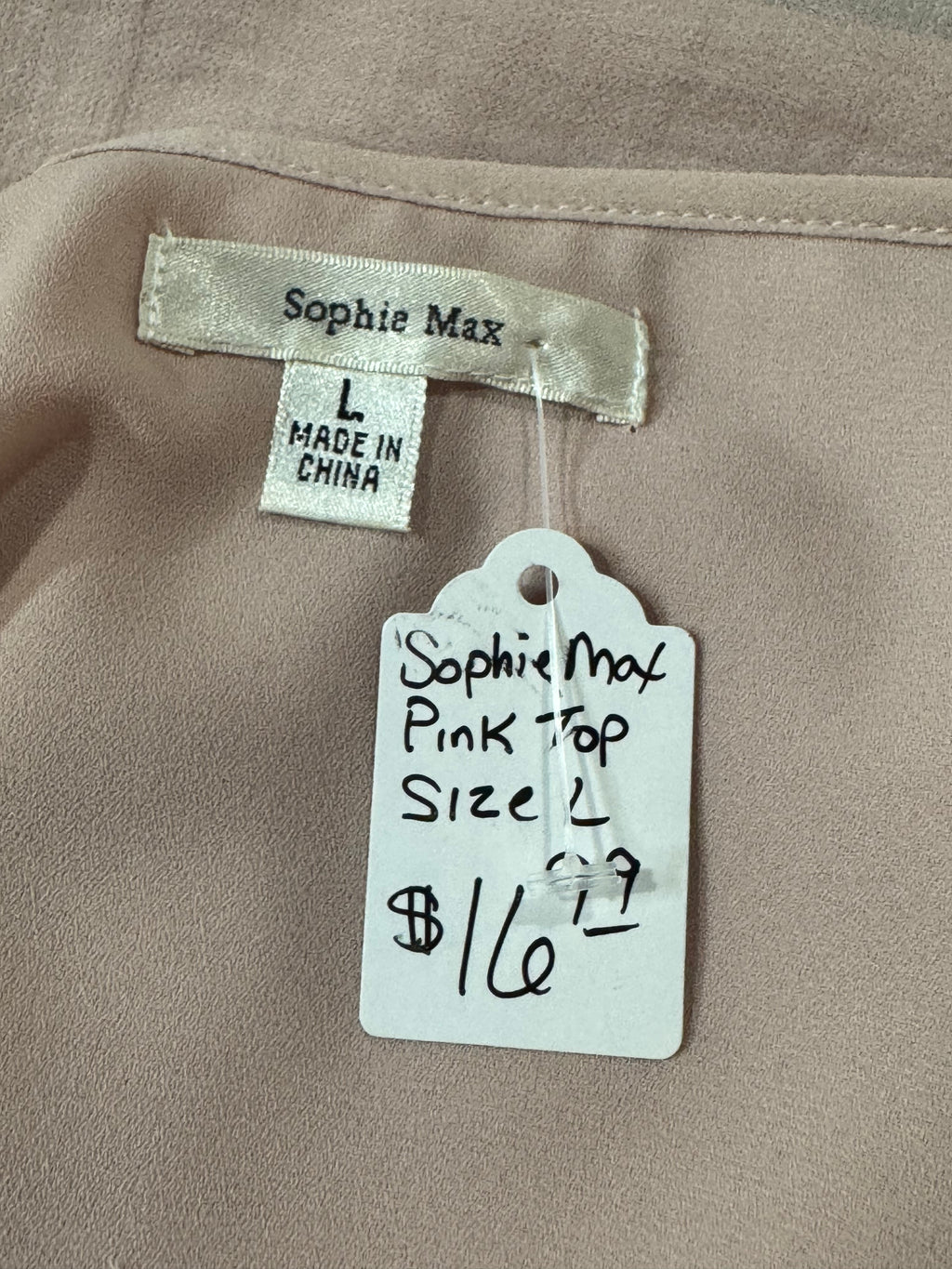 Sophie Max Pink Sleeveless Blouse Size L