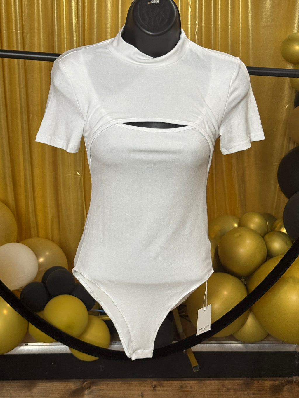 MangoPop NWT White Short Sleeve Bodysuit Size XS