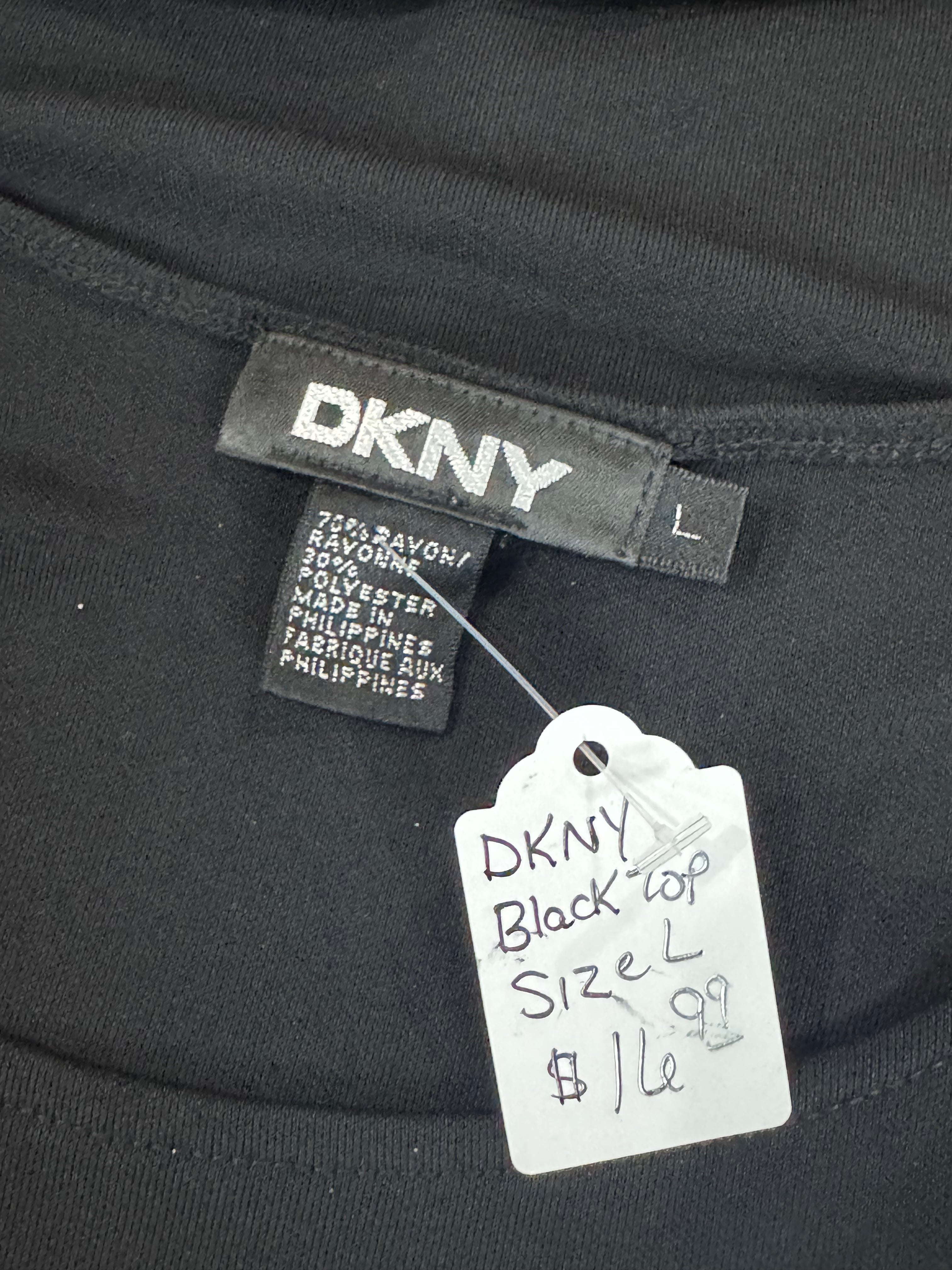 DKNY Black Sleeveless Blouse Size L