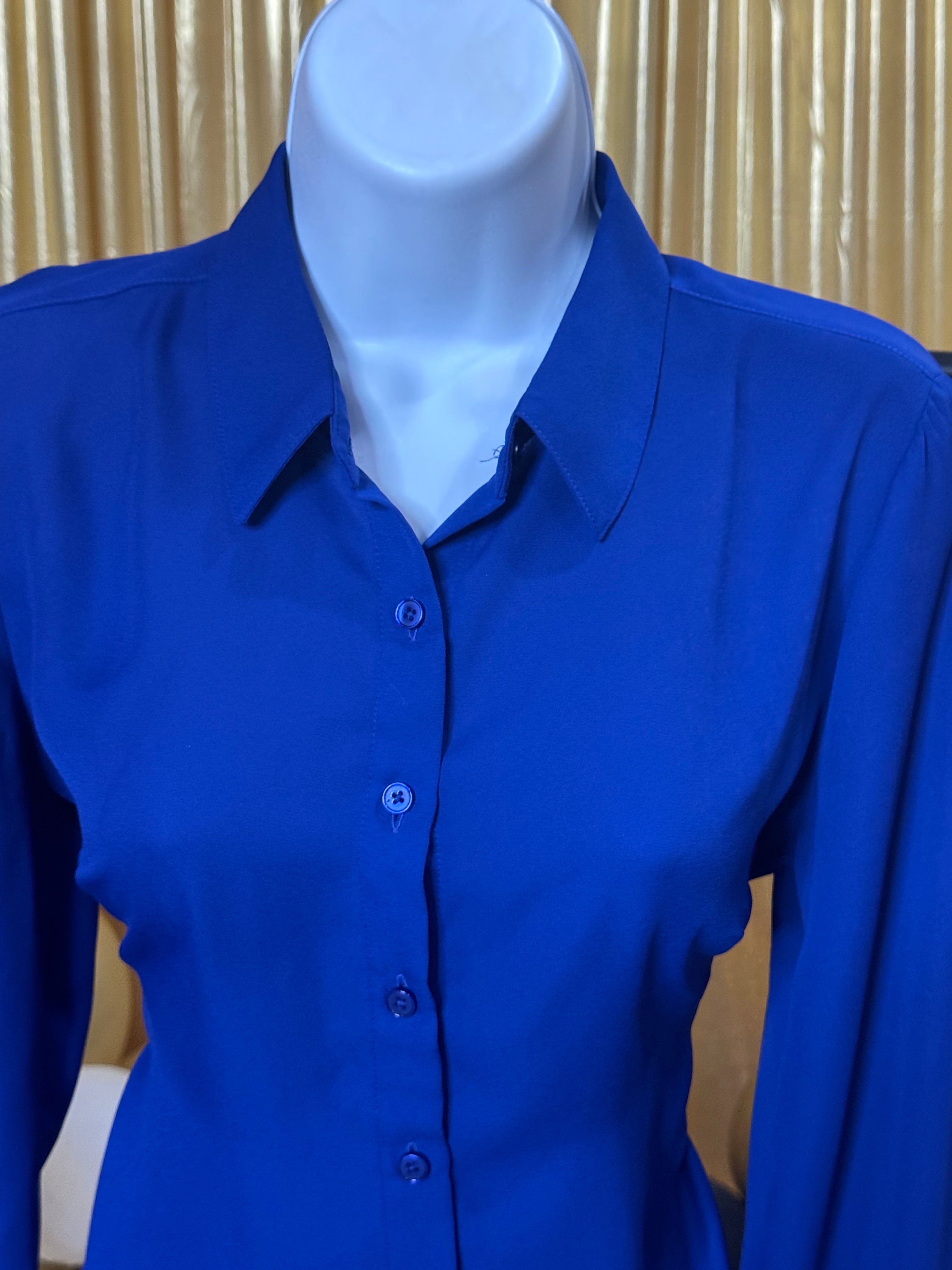Express Portofino Blue Long Sleeve Blouse Size S