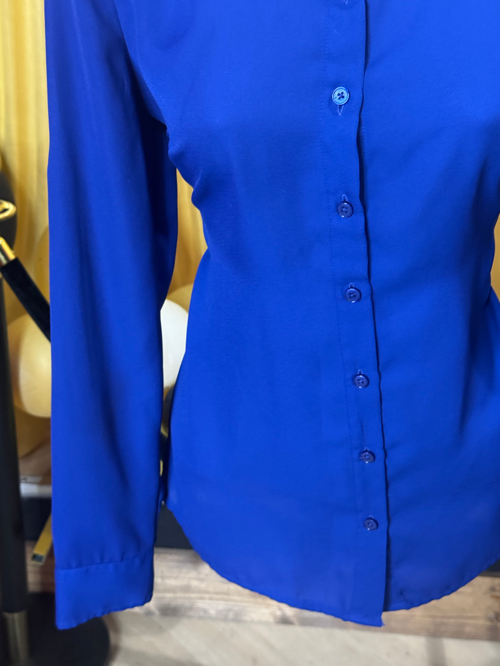 Express Portofino Blue Long Sleeve Blouse Size S