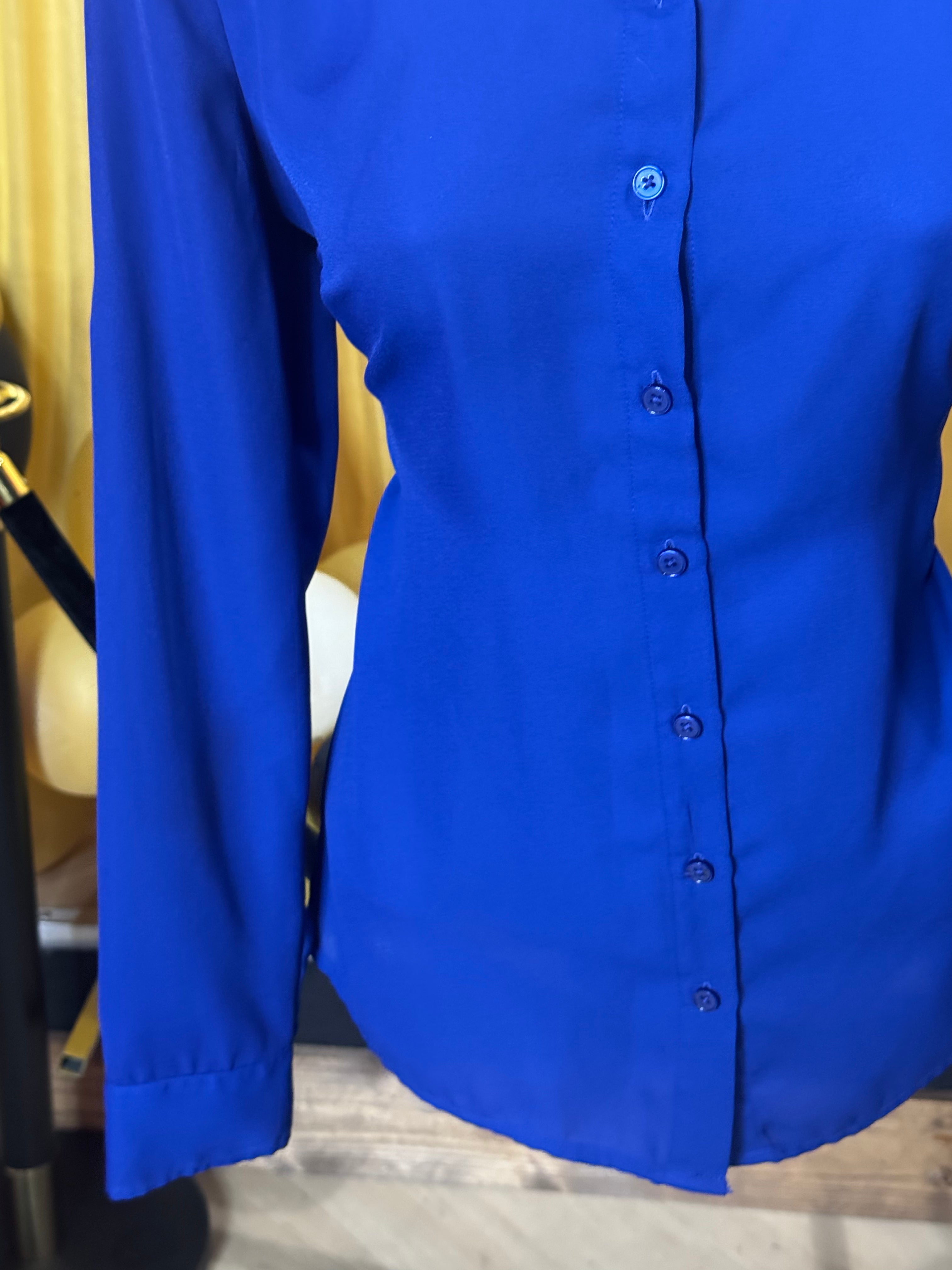 Express Portofino Blue Long Sleeve Blouse Size S