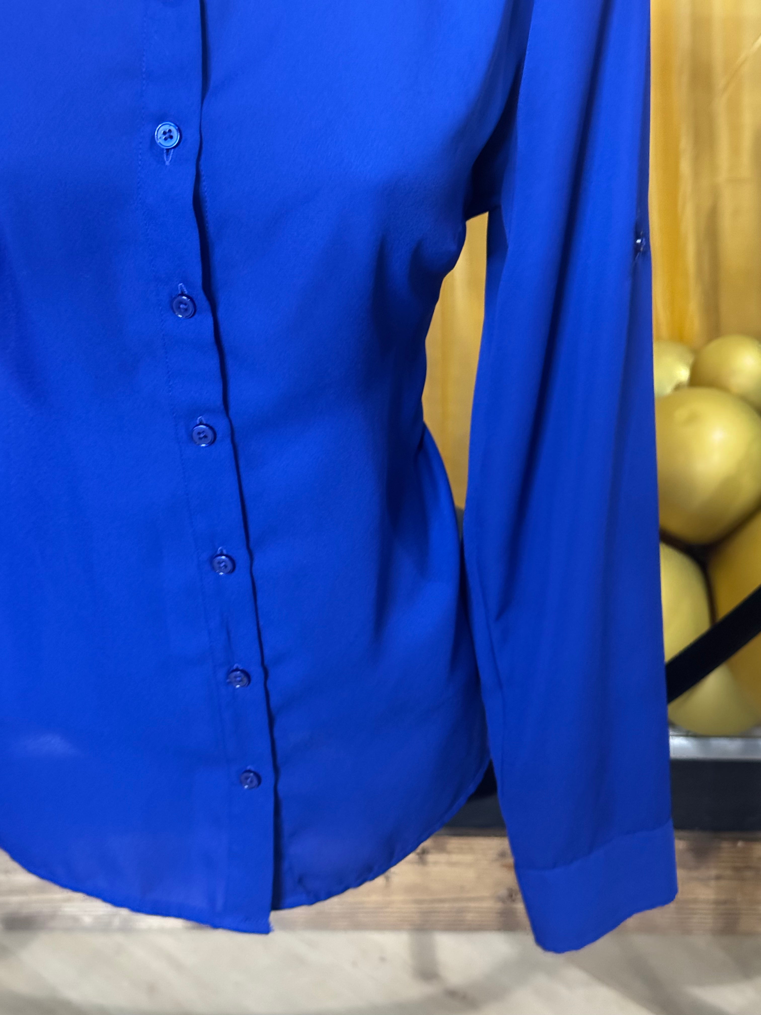 Express Portofino Blue Long Sleeve Blouse Size S