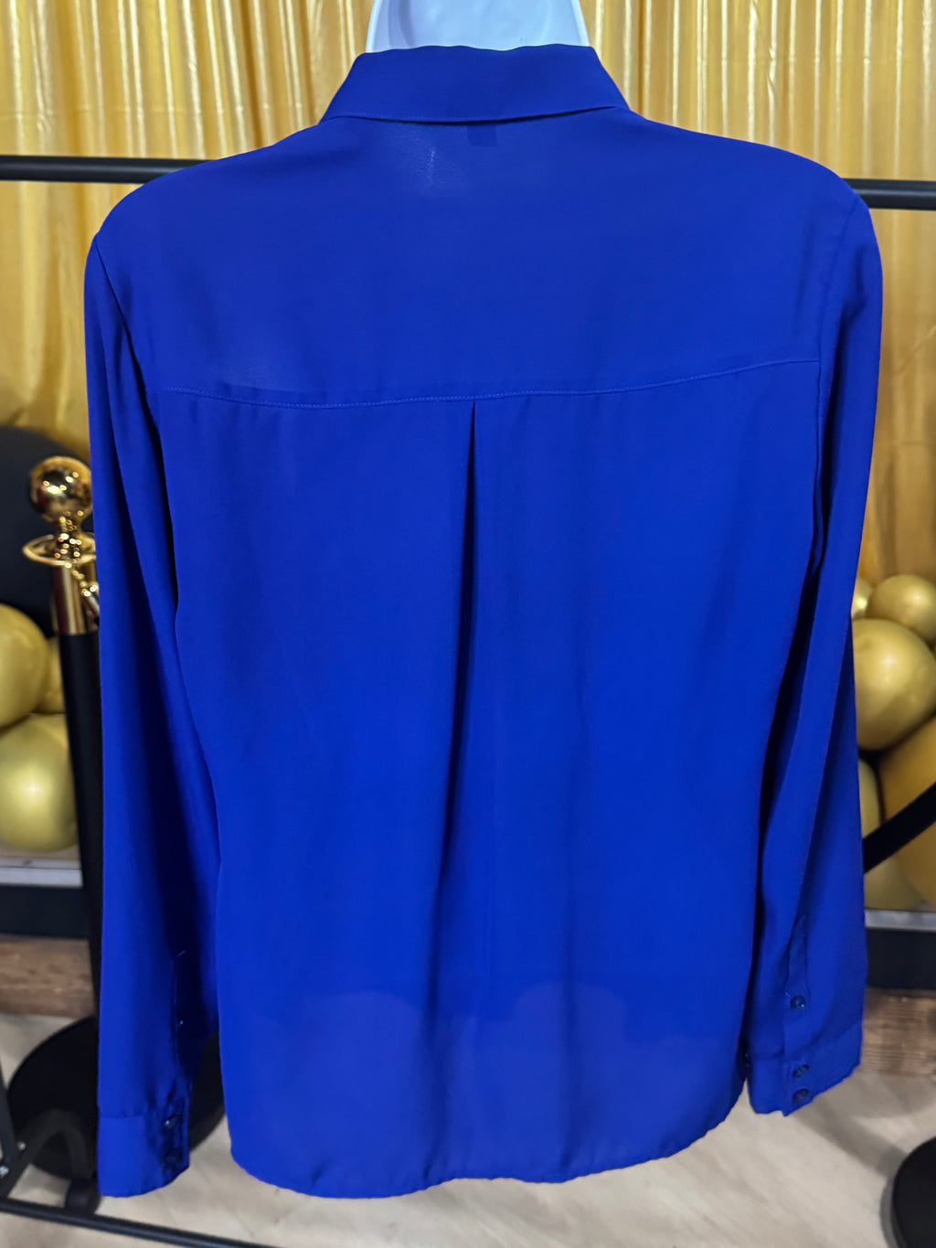 Express Portofino Blue Long Sleeve Blouse Size S