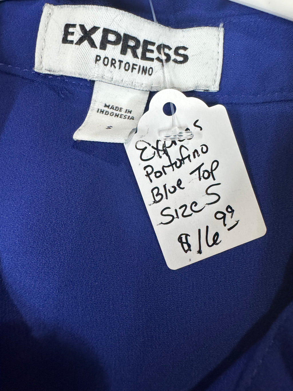 Express Portofino Blue Long Sleeve Blouse Size S