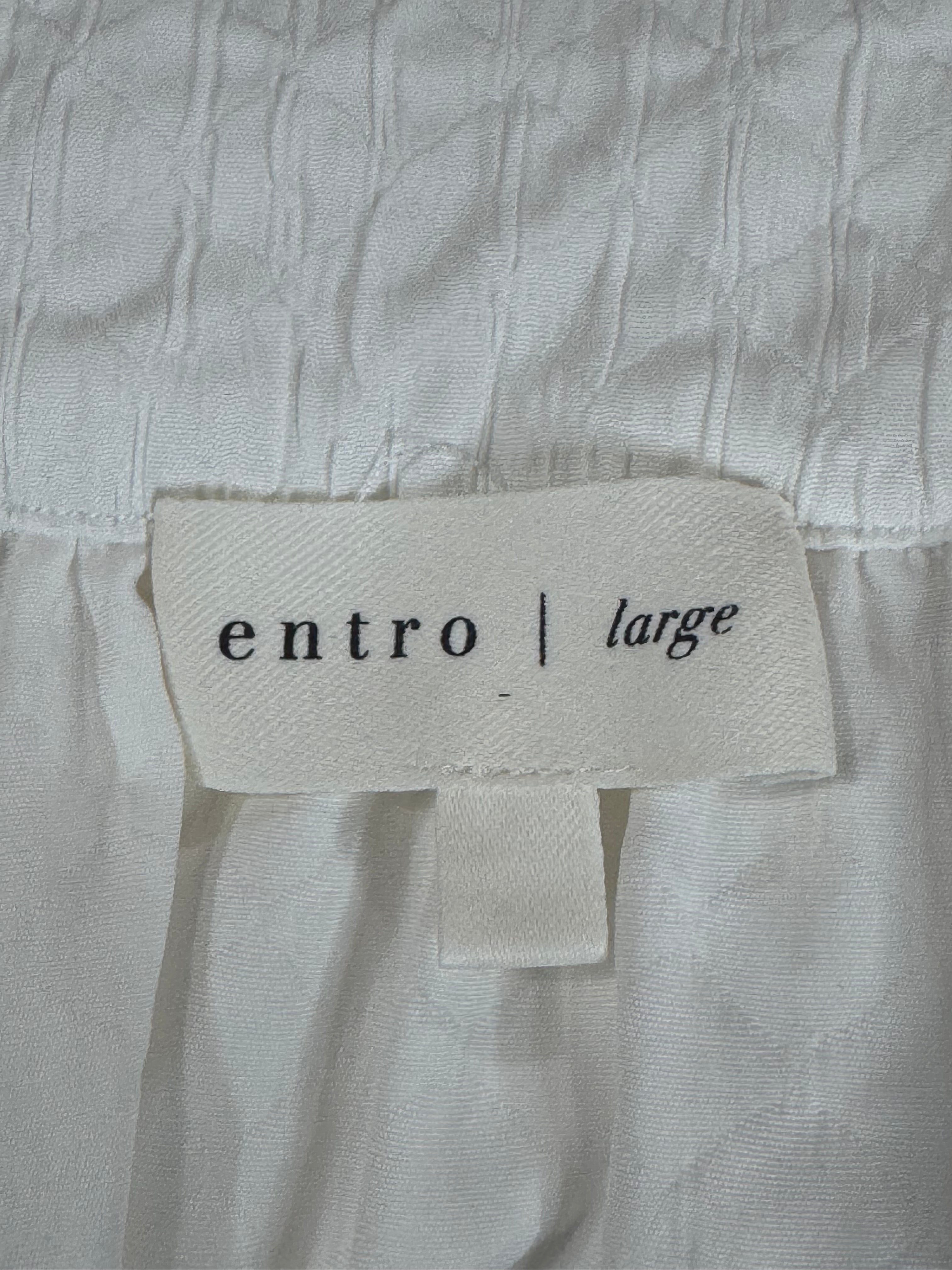 Entro White Short Sleeve Blouse Size L