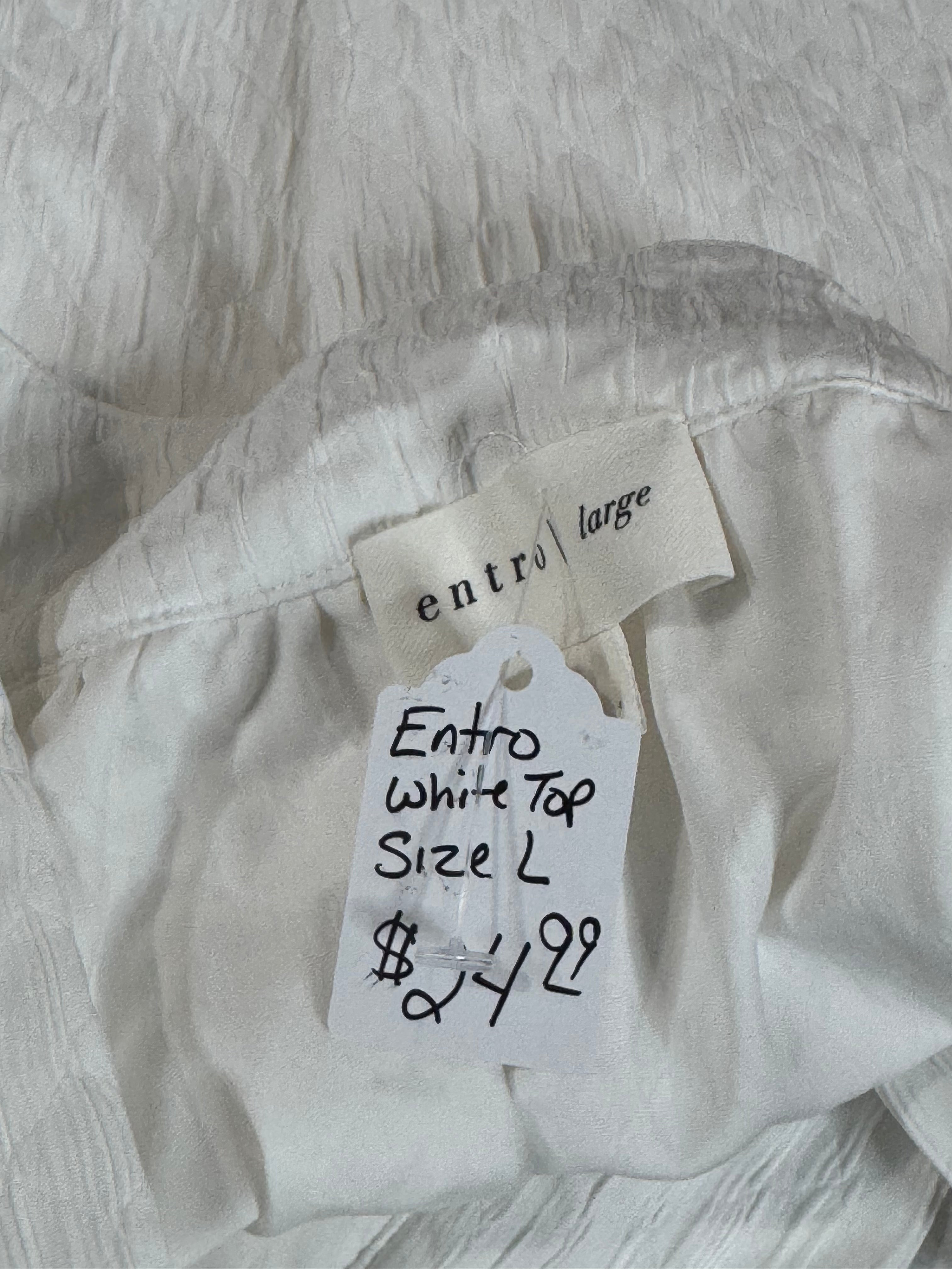 Entro White Short Sleeve Blouse Size L