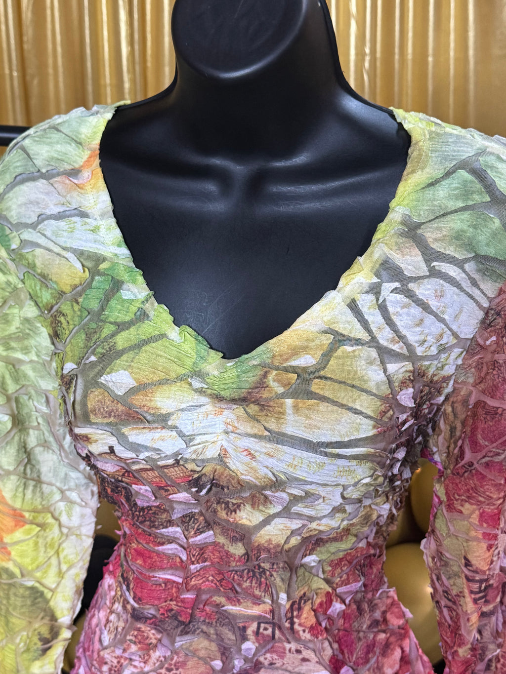 Cubism Yellow & Pink 3/4 Sleeve Blouse Size XL