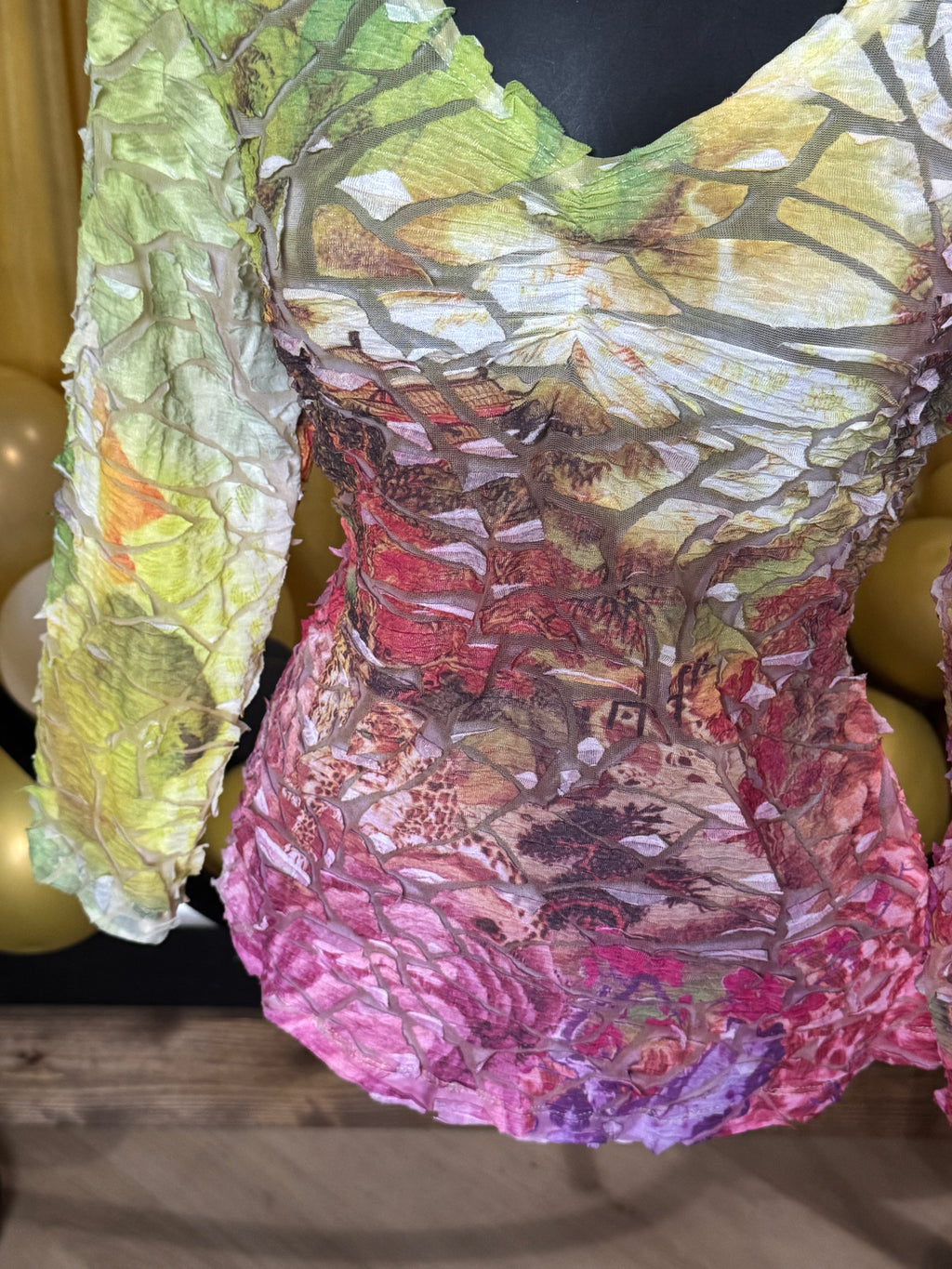 Cubism Yellow & Pink 3/4 Sleeve Blouse Size XL