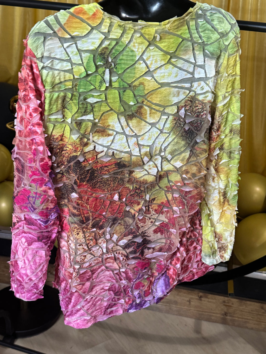Cubism Yellow & Pink 3/4 Sleeve Blouse Size XL
