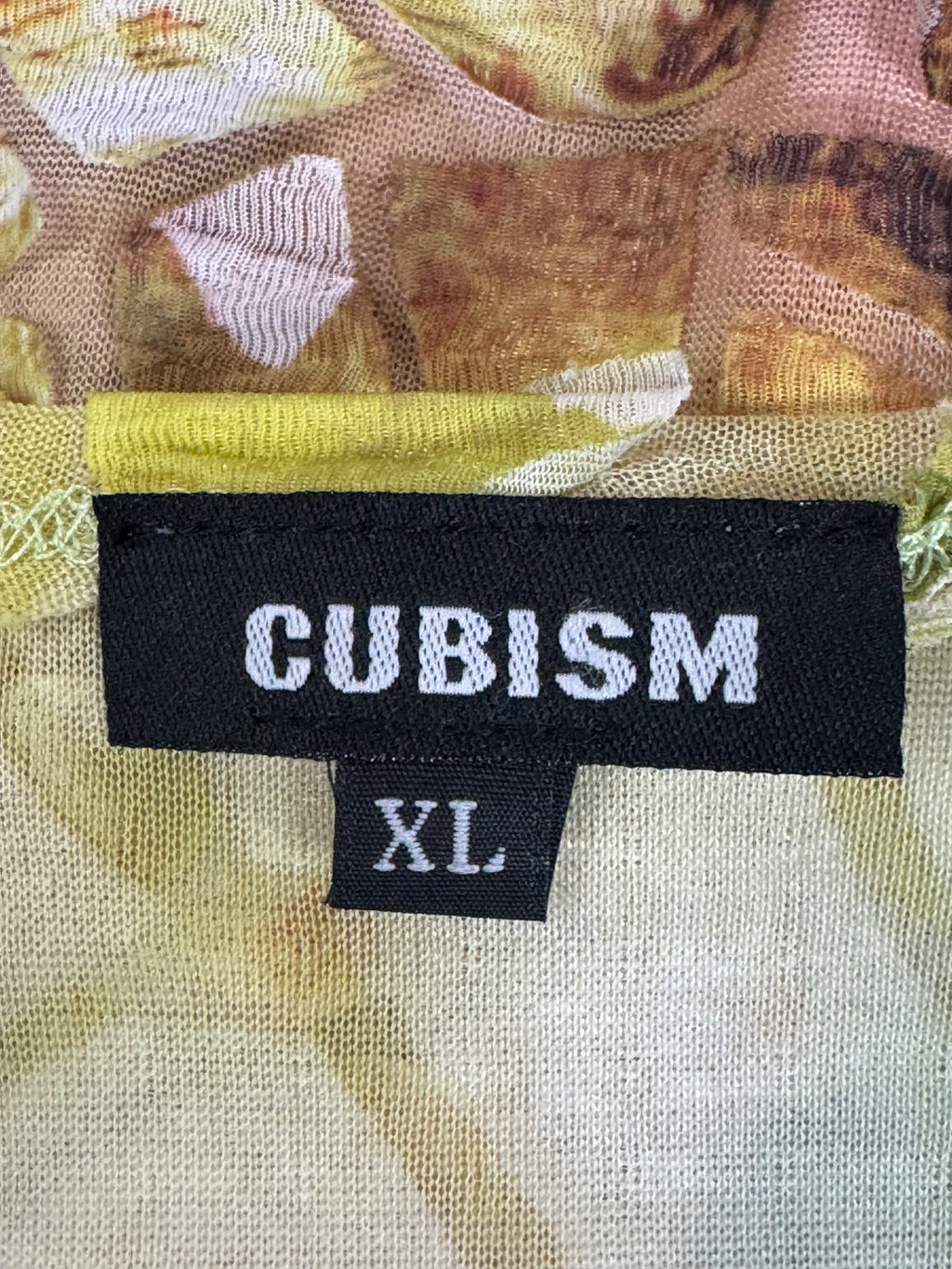 Cubism Yellow & Pink 3/4 Sleeve Blouse Size XL