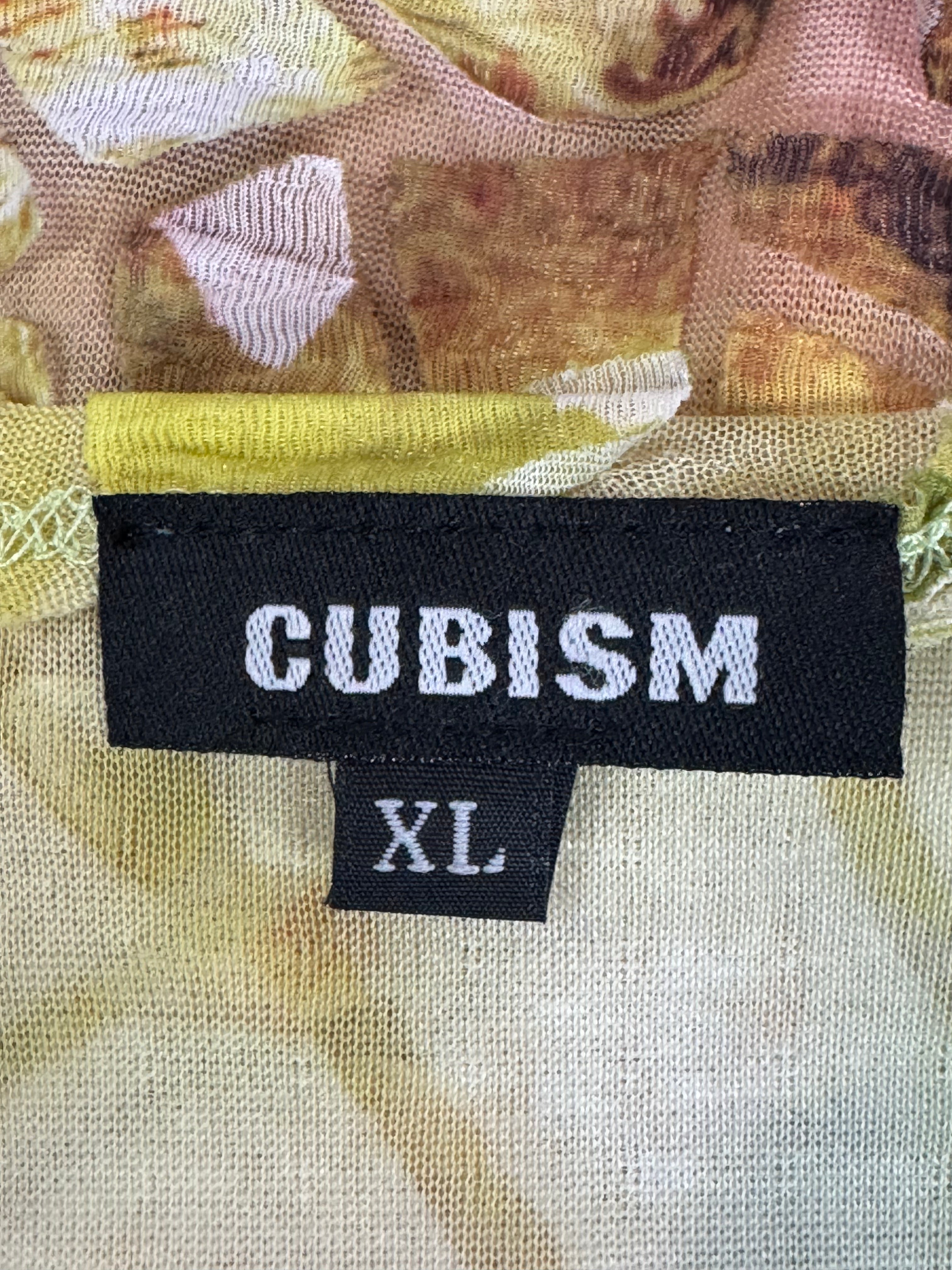 Cubism Yellow & Pink 3/4 Sleeve Blouse Size XL