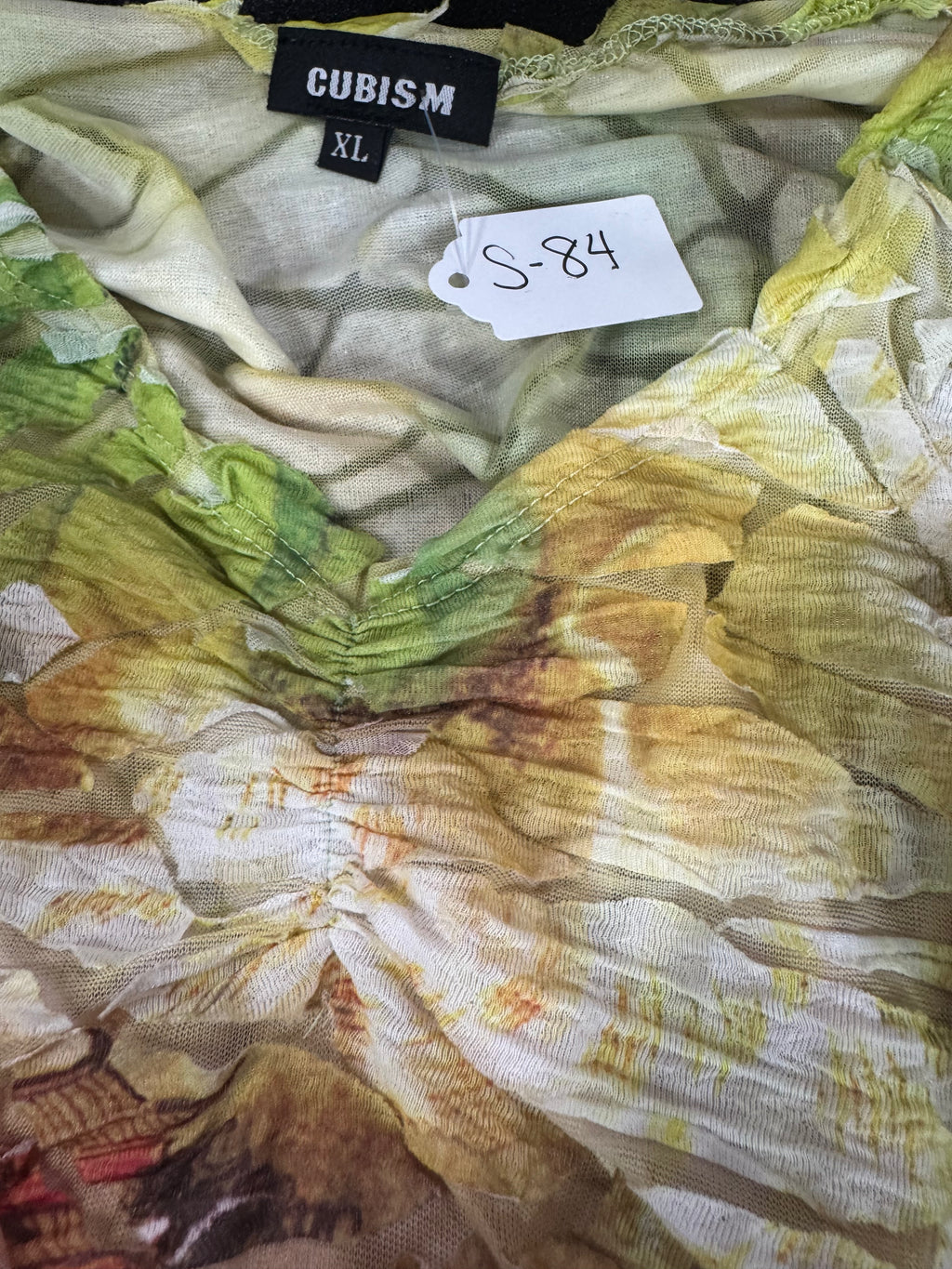 Cubism Yellow & Pink 3/4 Sleeve Blouse Size XL
