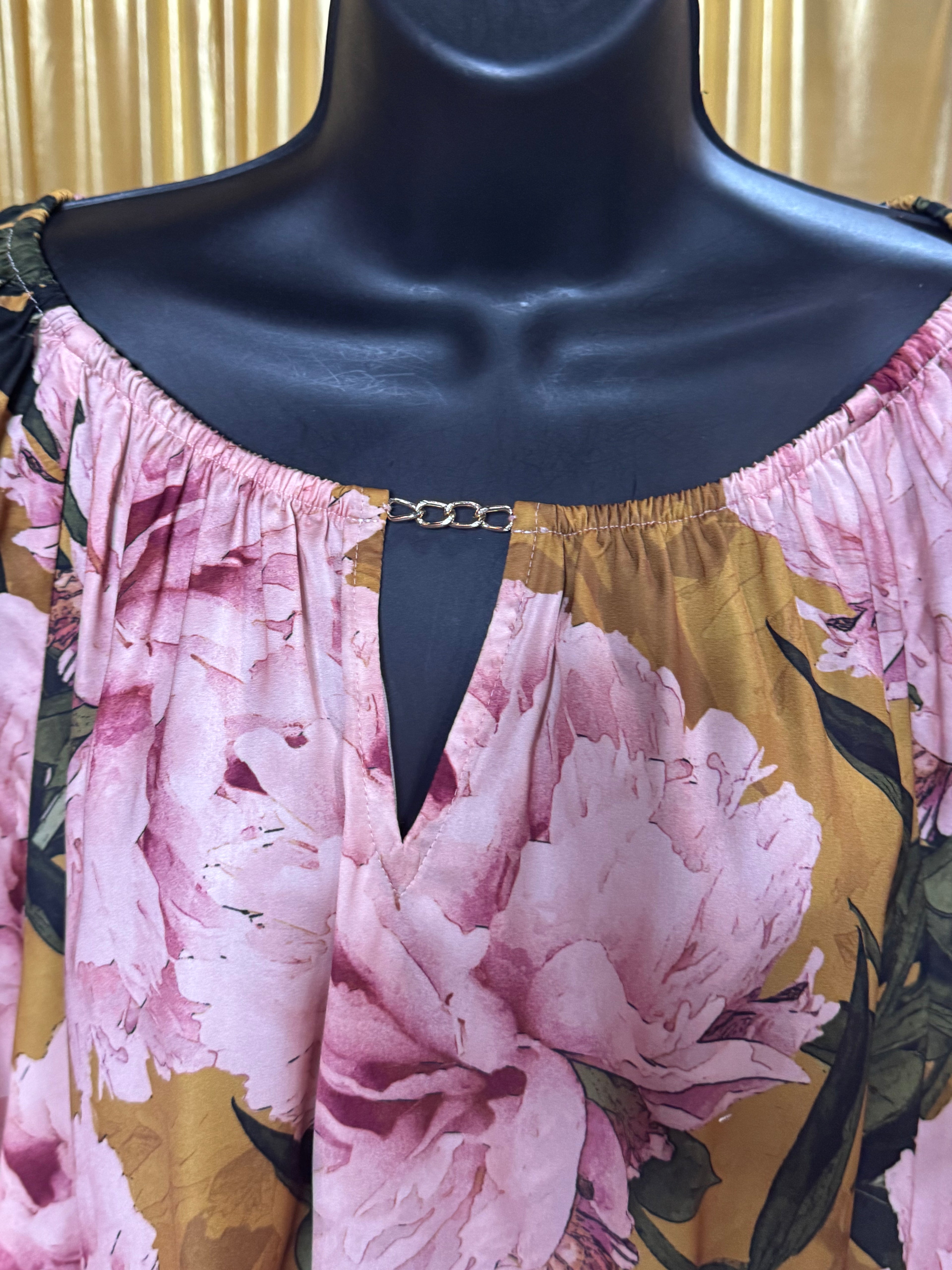 Chico’s Pink Floral Long Sleeve Blouse Sz 20/22