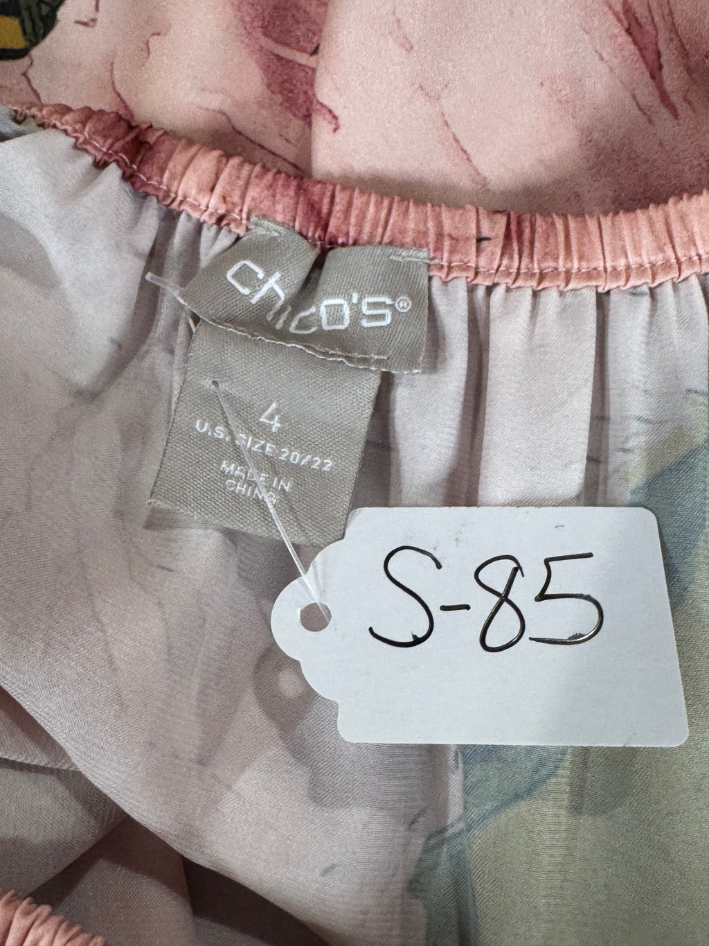 Chico’s Pink Floral Long Sleeve Blouse Sz 20/22