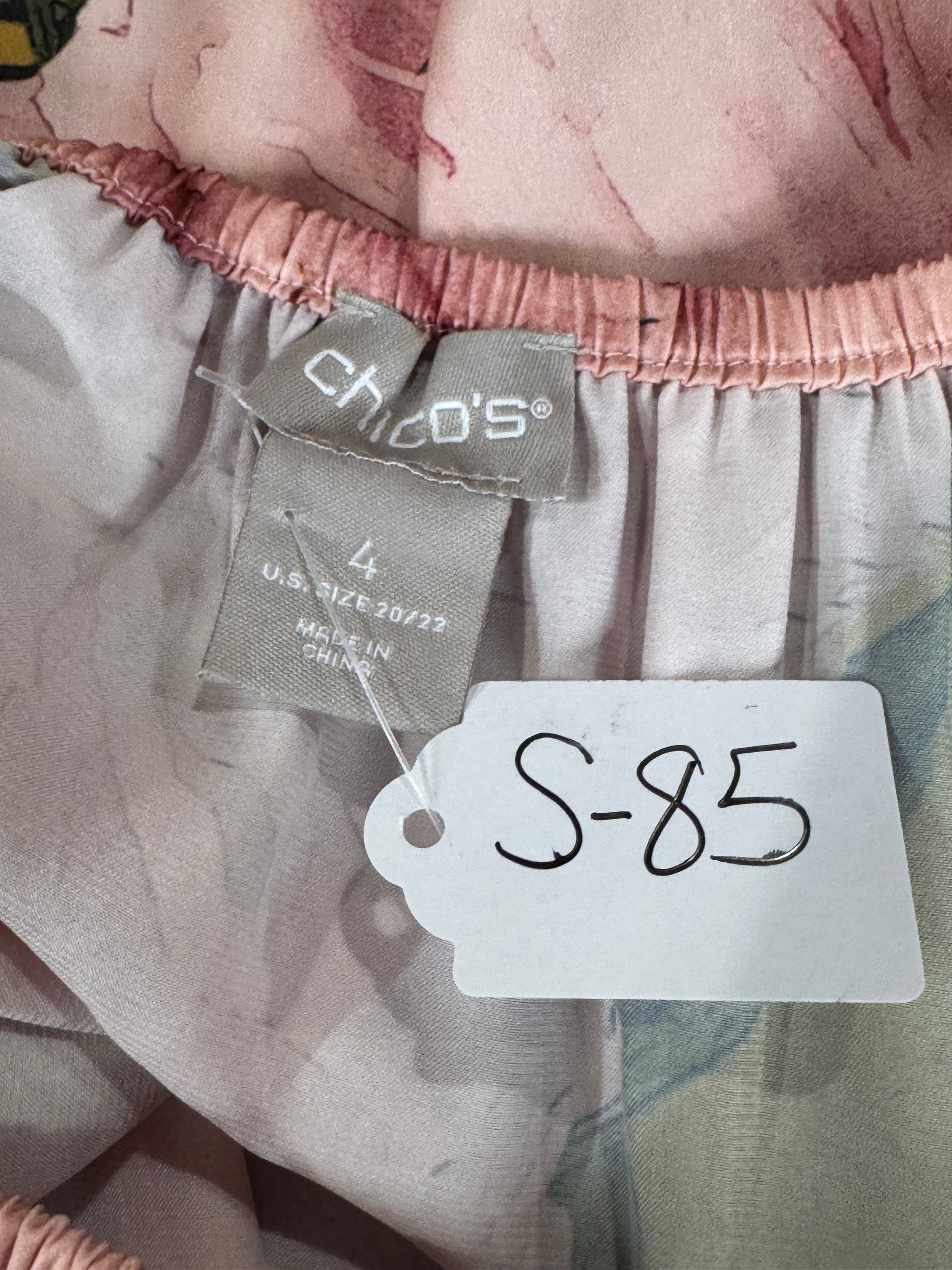 Chico’s Pink Floral Long Sleeve Blouse Sz 20/22