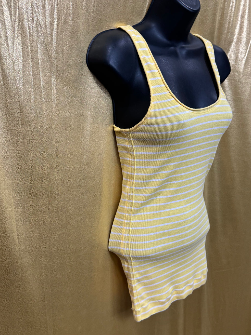 American Eagle Yellow Striped Ribbed Tank Top Size Medium ☀️