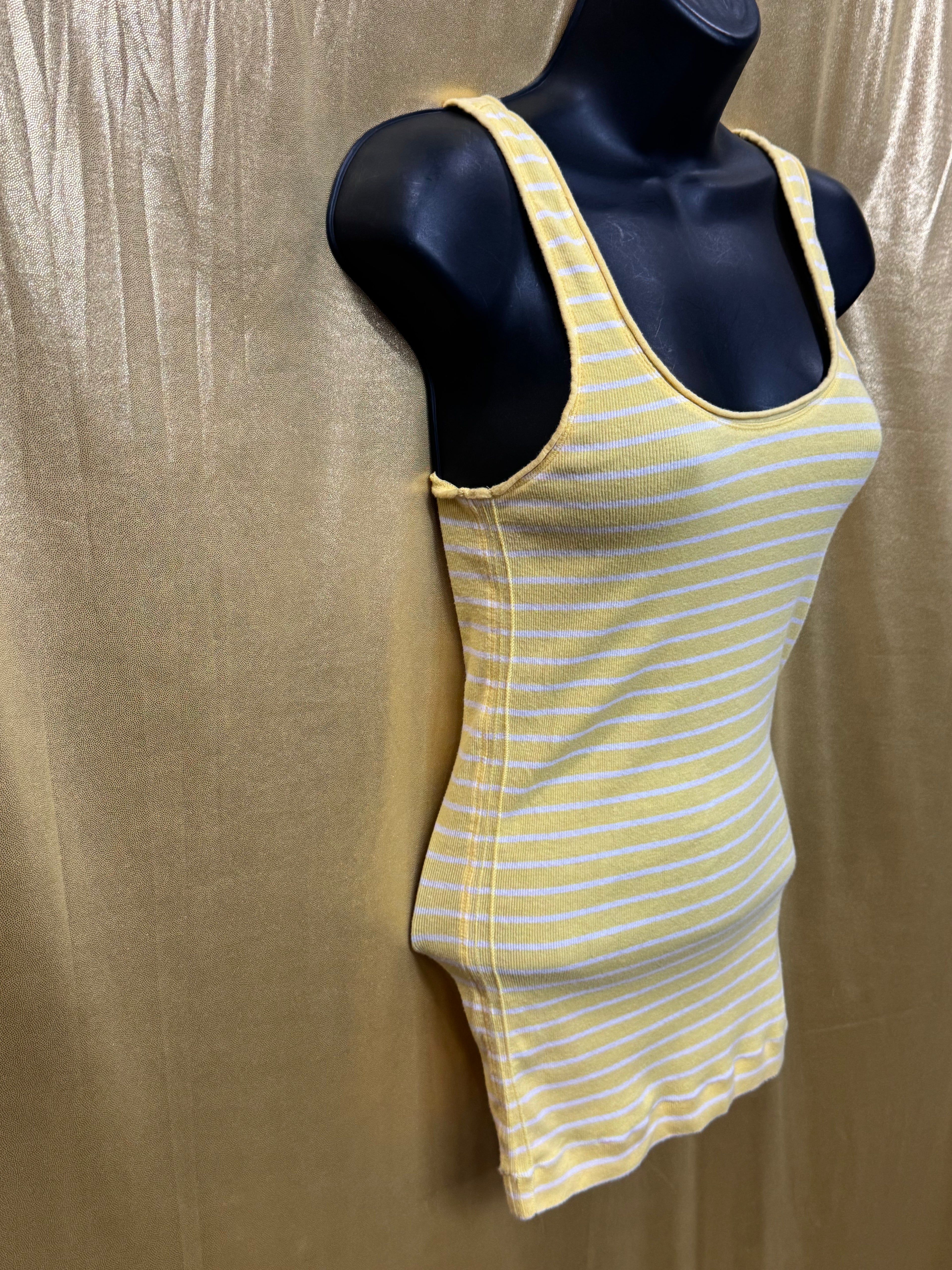 American Eagle Yellow Striped Ribbed Tank Top Size Medium ☀️