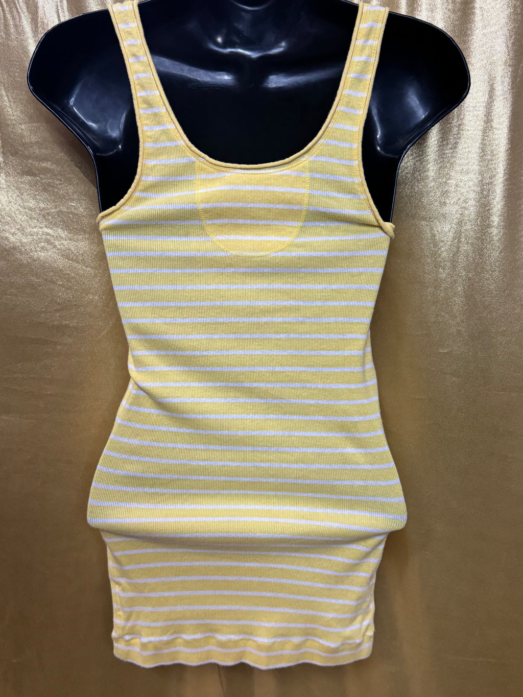 American Eagle Yellow Striped Ribbed Tank Top Size Medium ☀️