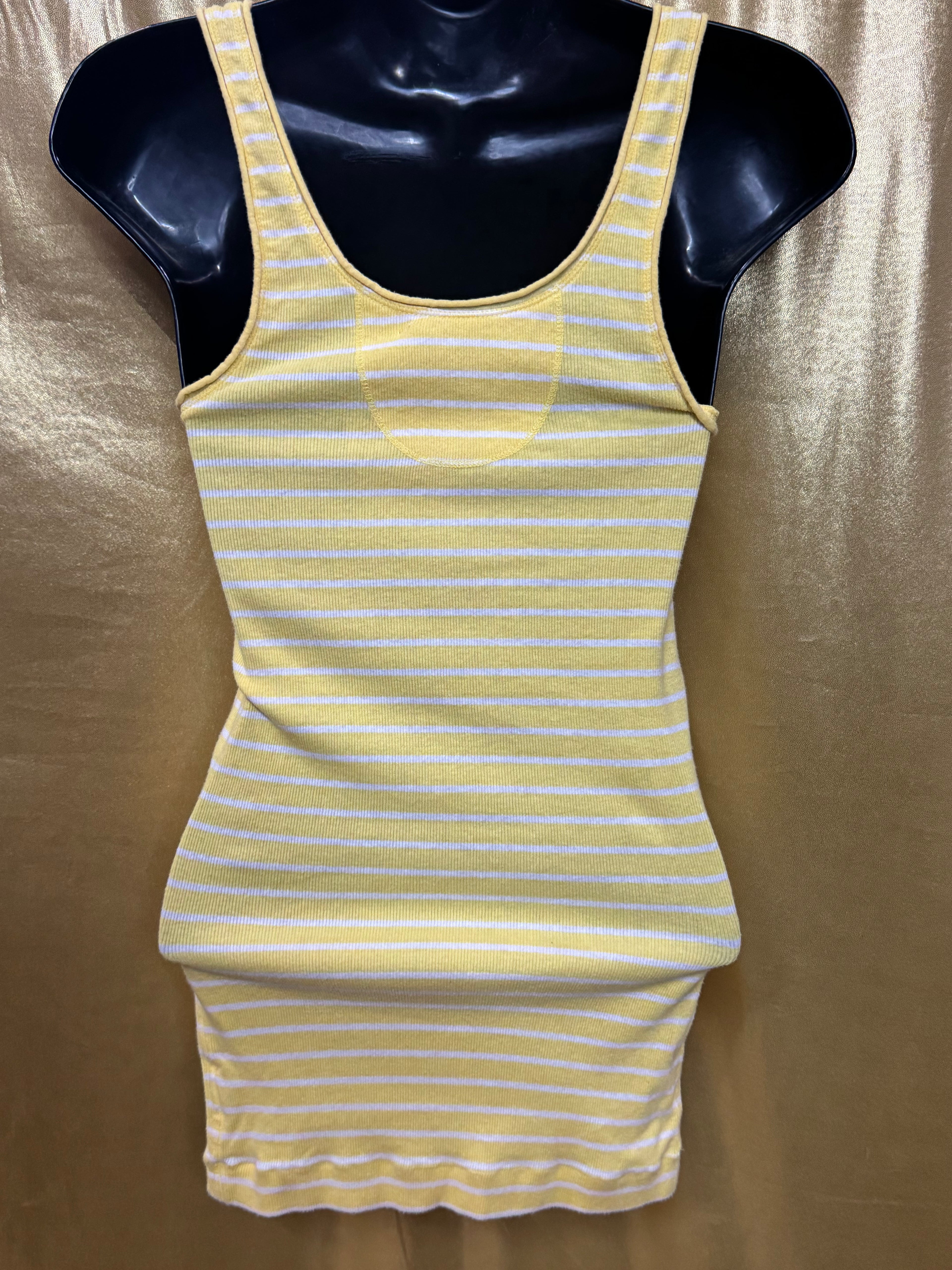 American Eagle Yellow Striped Ribbed Tank Top Size Medium ☀️