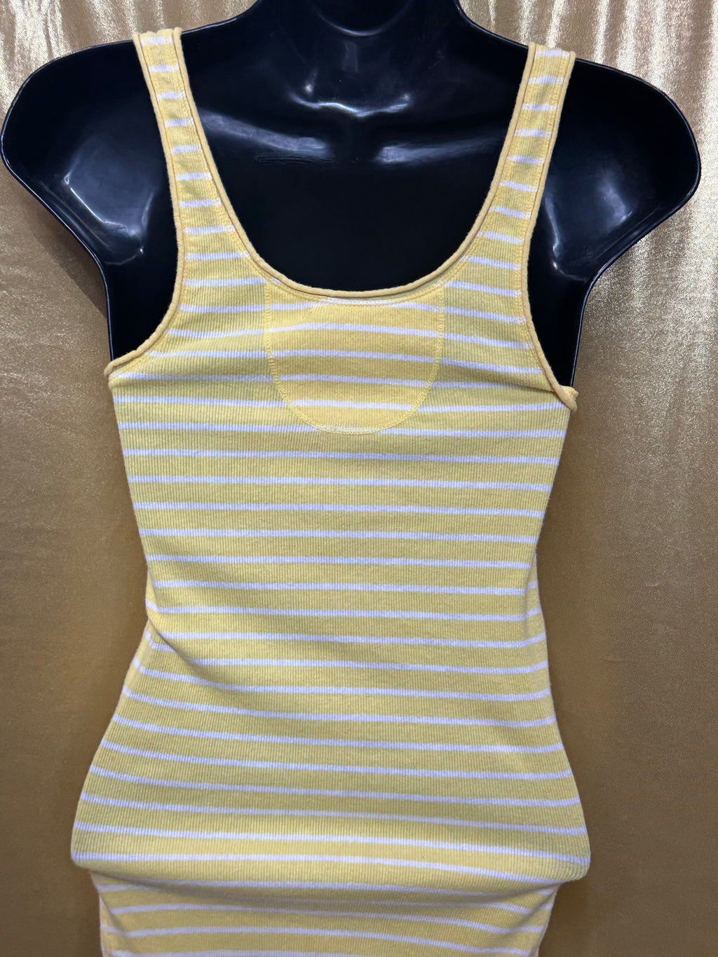 American Eagle Yellow Striped Ribbed Tank Top Size Medium ☀️