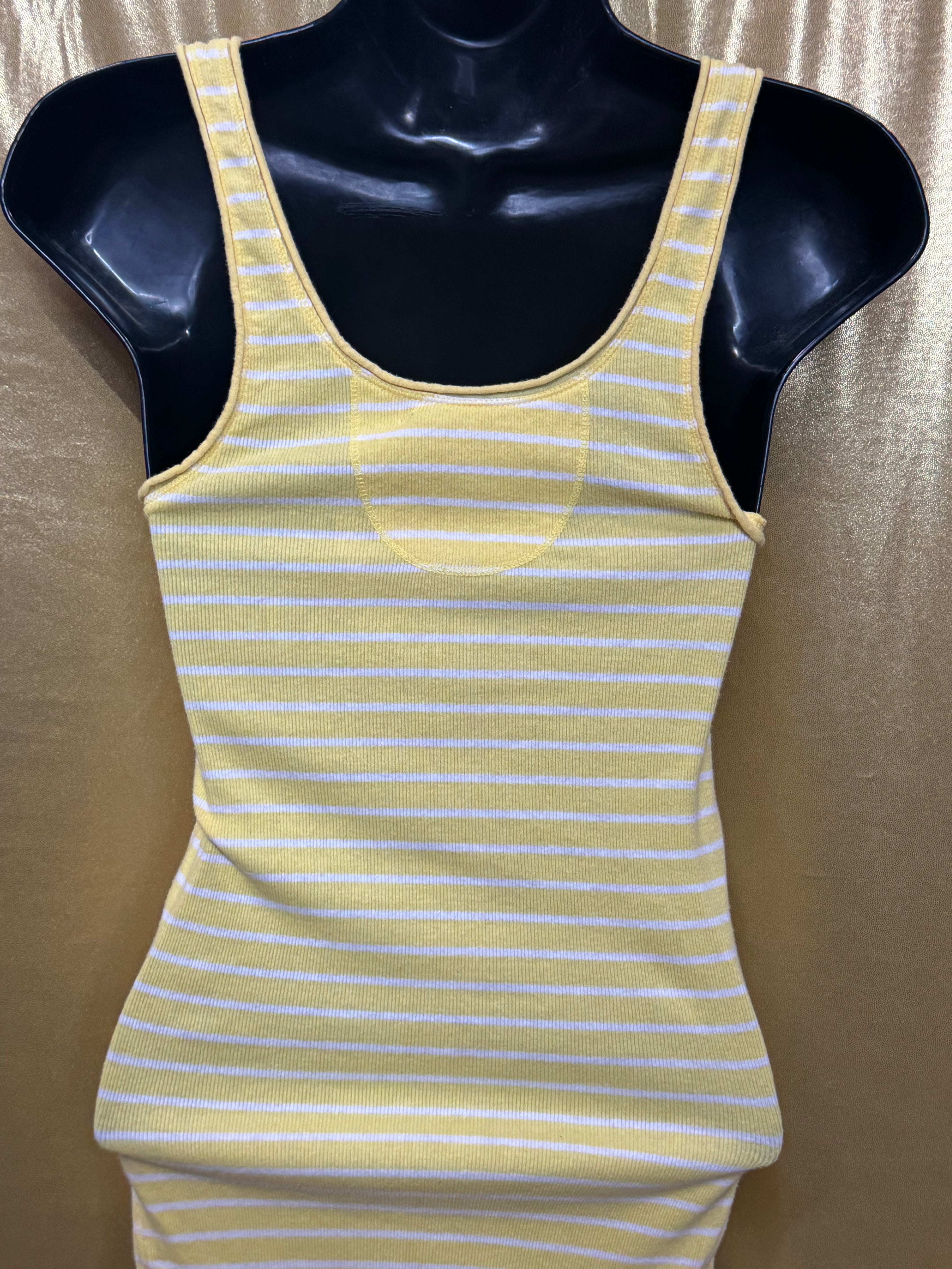 American Eagle Yellow Striped Ribbed Tank Top Size Medium ☀️