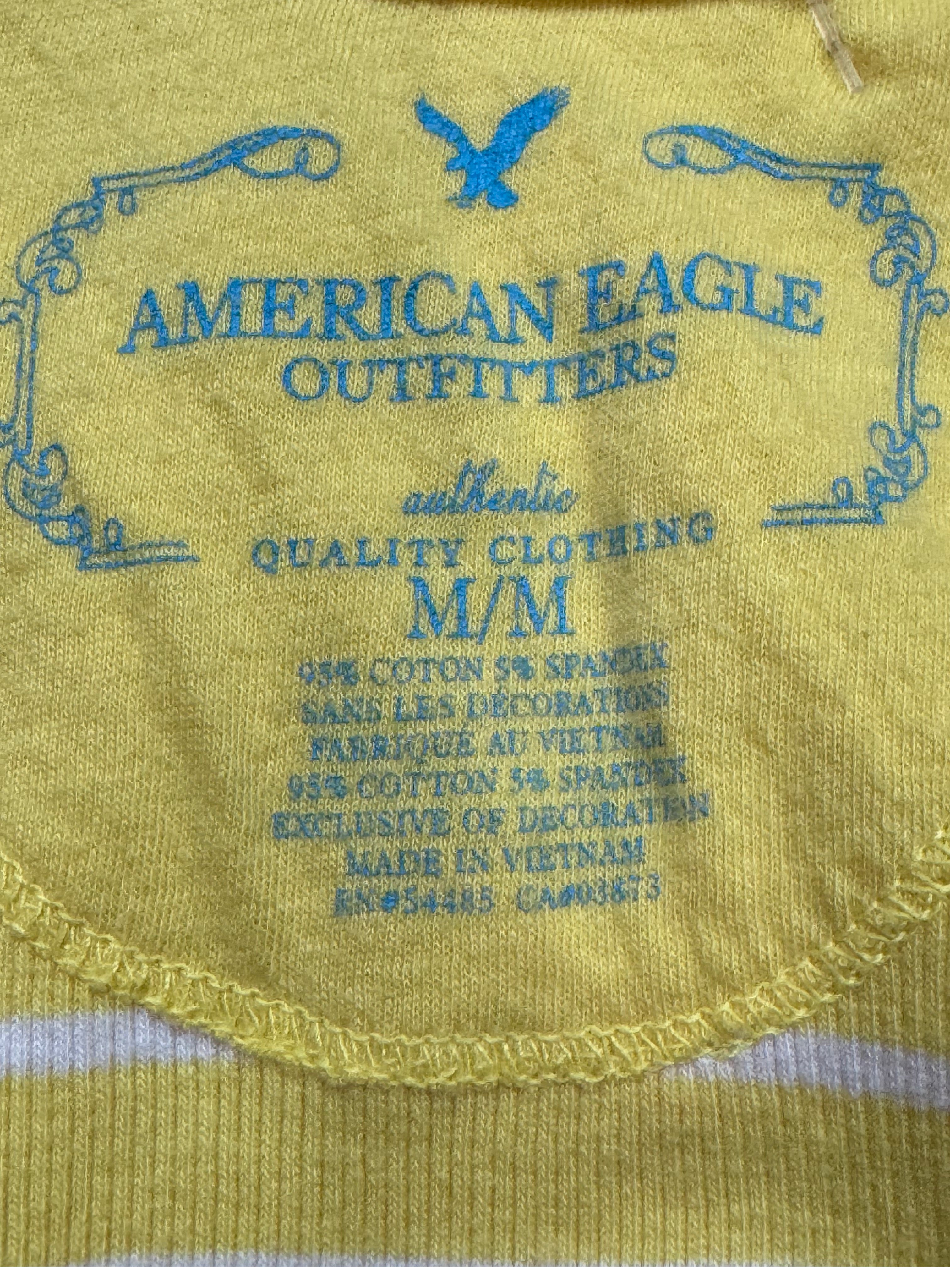 American Eagle Yellow Striped Ribbed Tank Top Size Medium ☀️