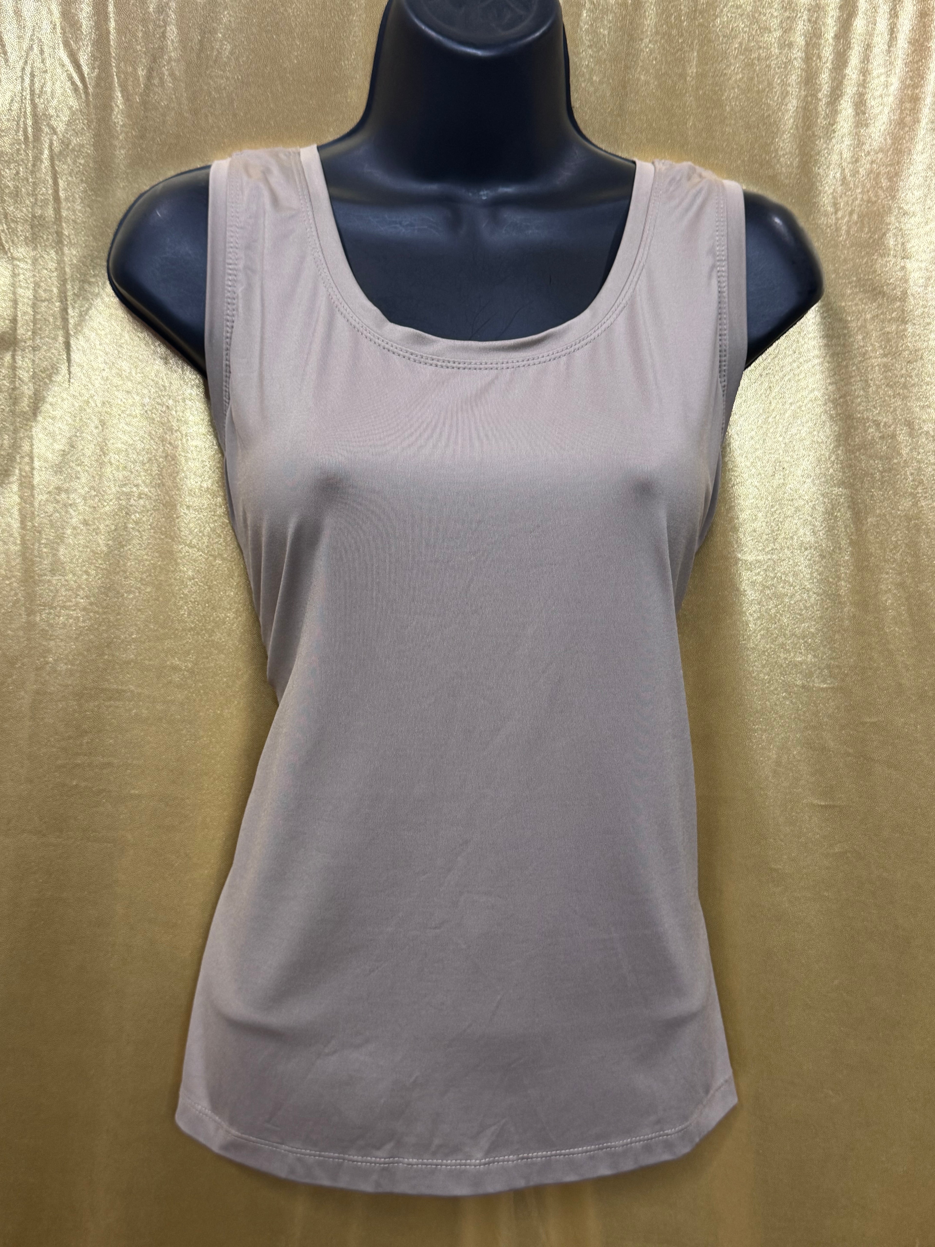 New Directions Large Taupe Sleeveless Tank Top | Nylon Spandex Blend