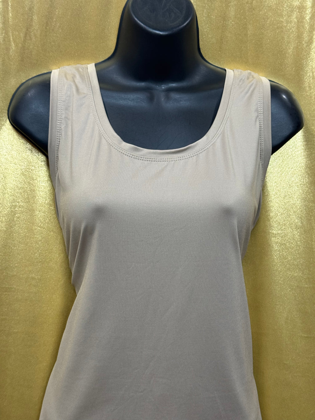 New Directions Large Taupe Sleeveless Tank Top | Nylon Spandex Blend