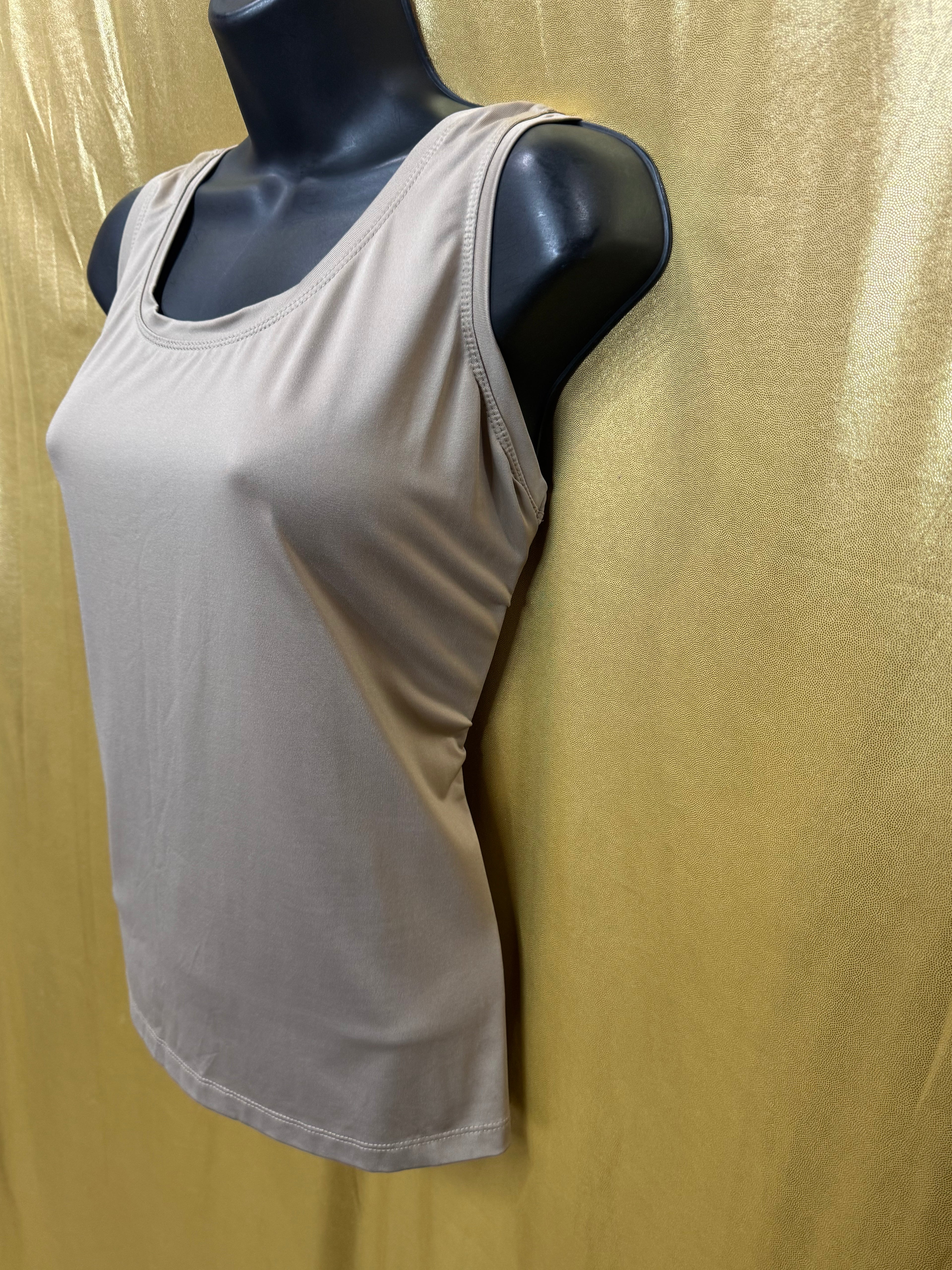 New Directions Large Taupe Sleeveless Tank Top | Nylon Spandex Blend