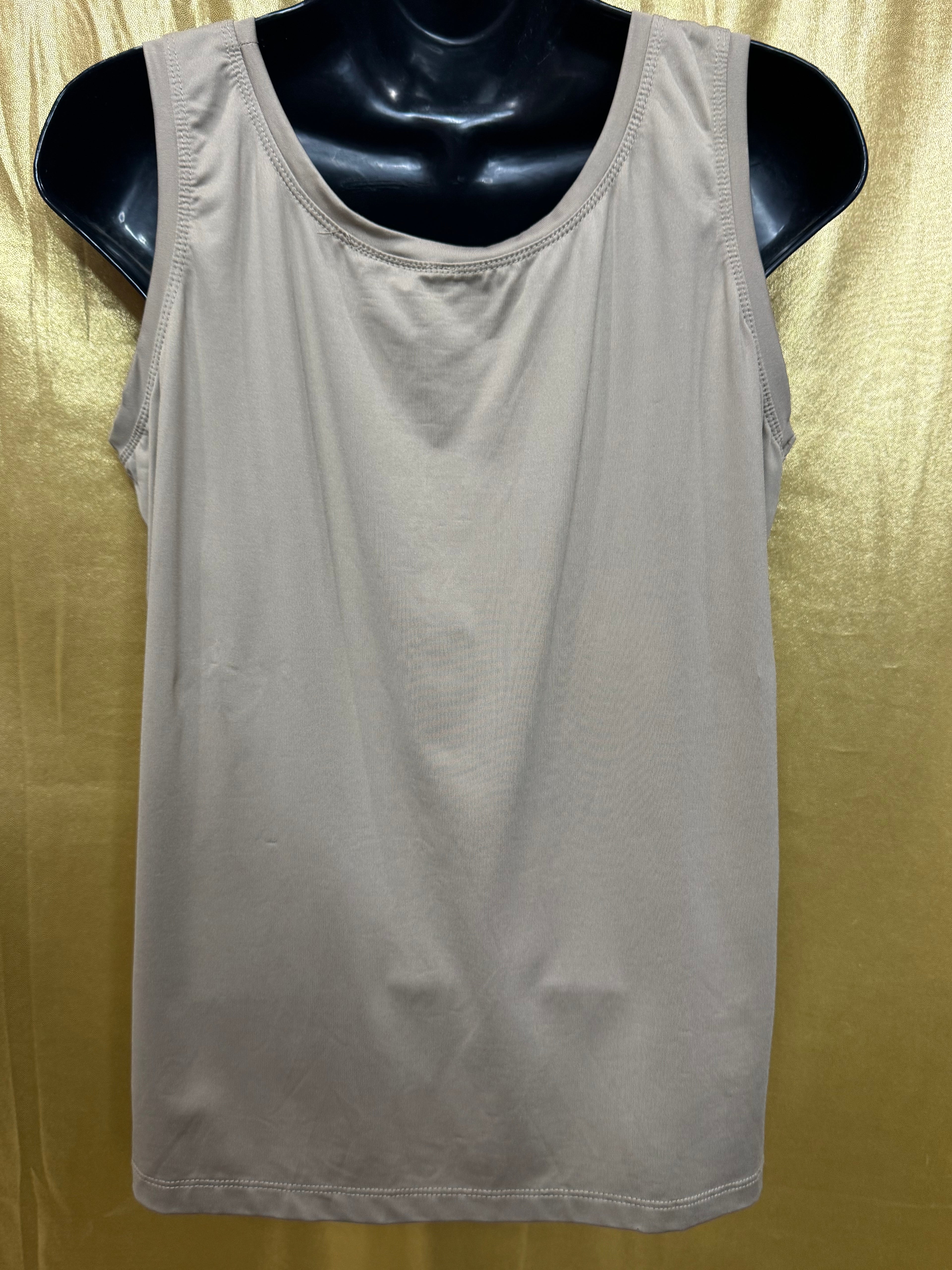 New Directions Large Taupe Sleeveless Tank Top | Nylon Spandex Blend