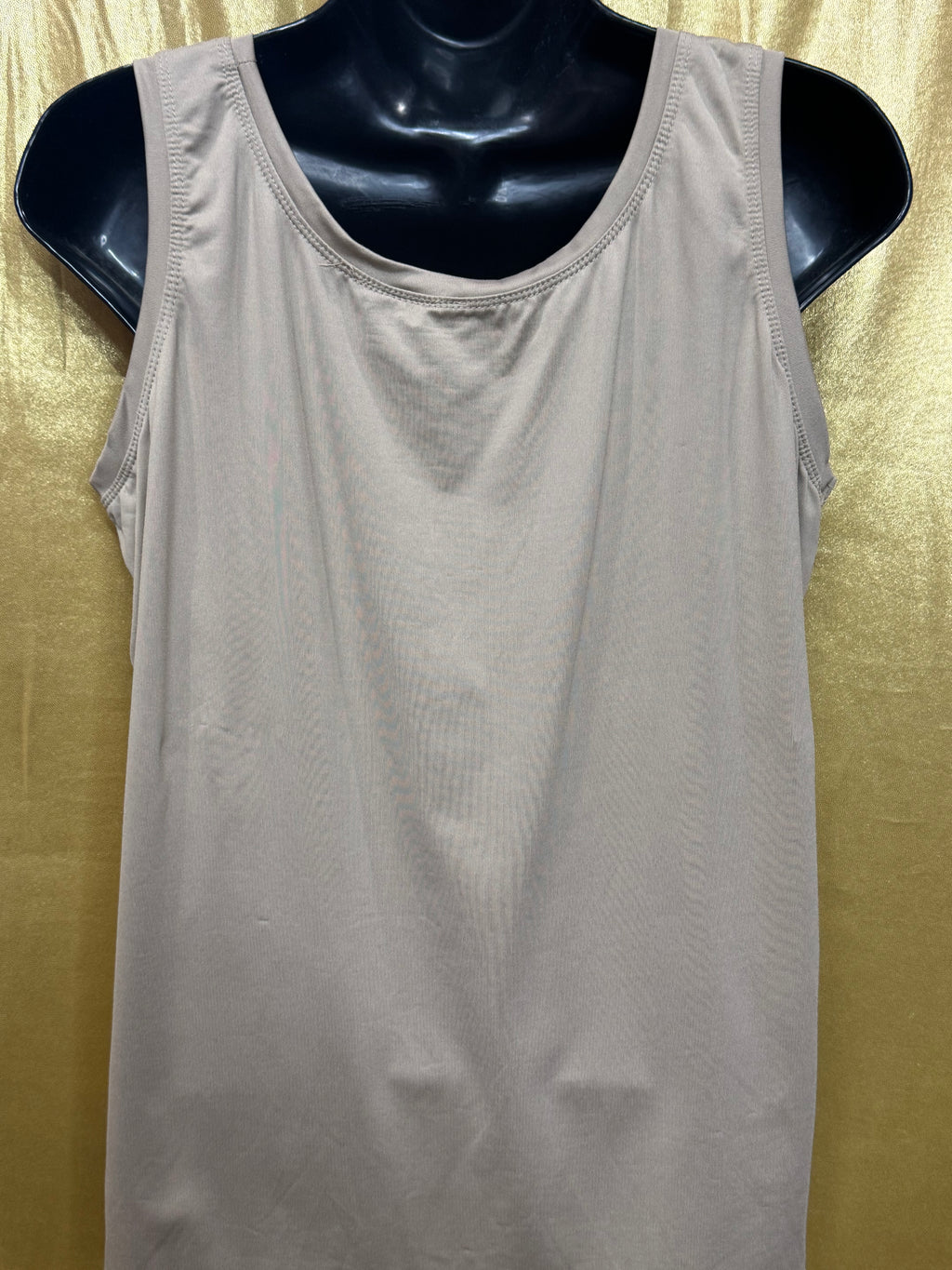 New Directions Large Taupe Sleeveless Tank Top | Nylon Spandex Blend