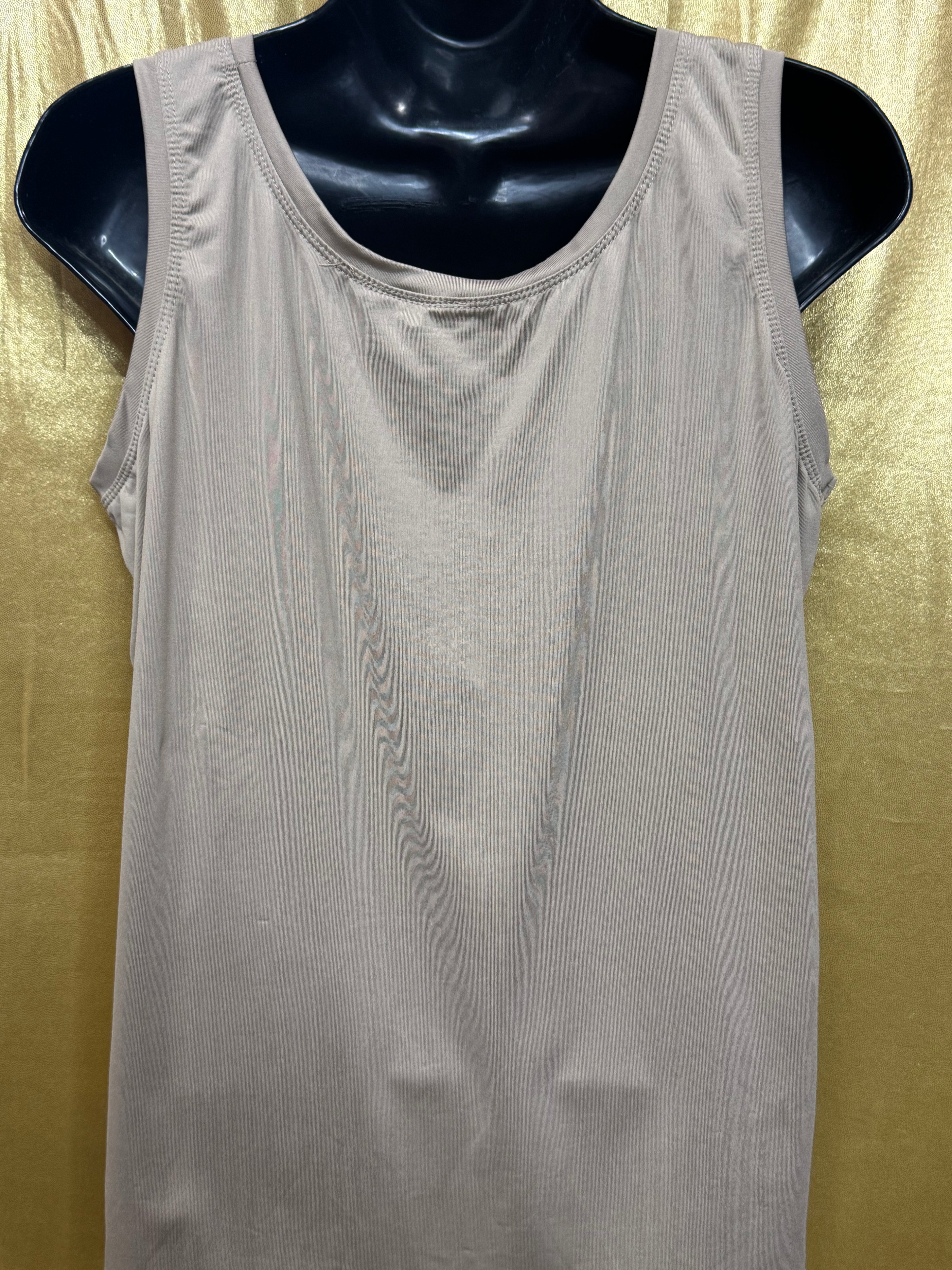 New Directions Large Taupe Sleeveless Tank Top | Nylon Spandex Blend