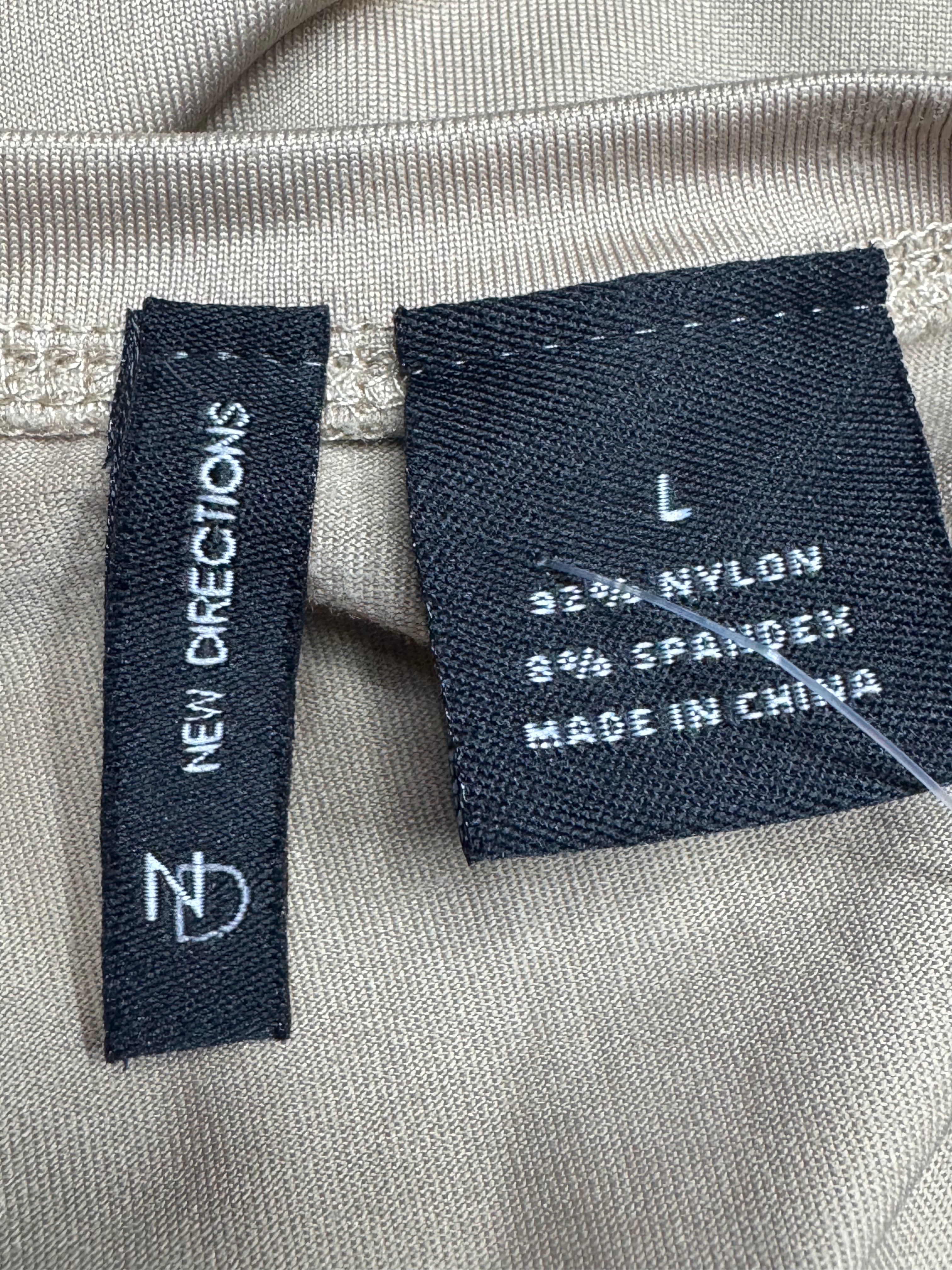 New Directions Large Taupe Sleeveless Tank Top | Nylon Spandex Blend