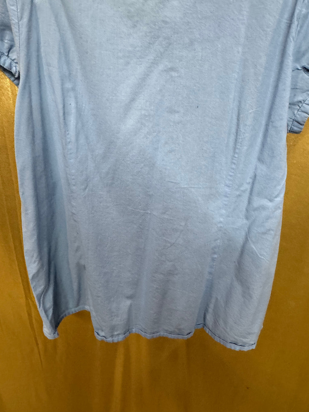 Kim Rogers Light Blue Cotton Blouse Large Embroidered Lace V-Neck Button Down